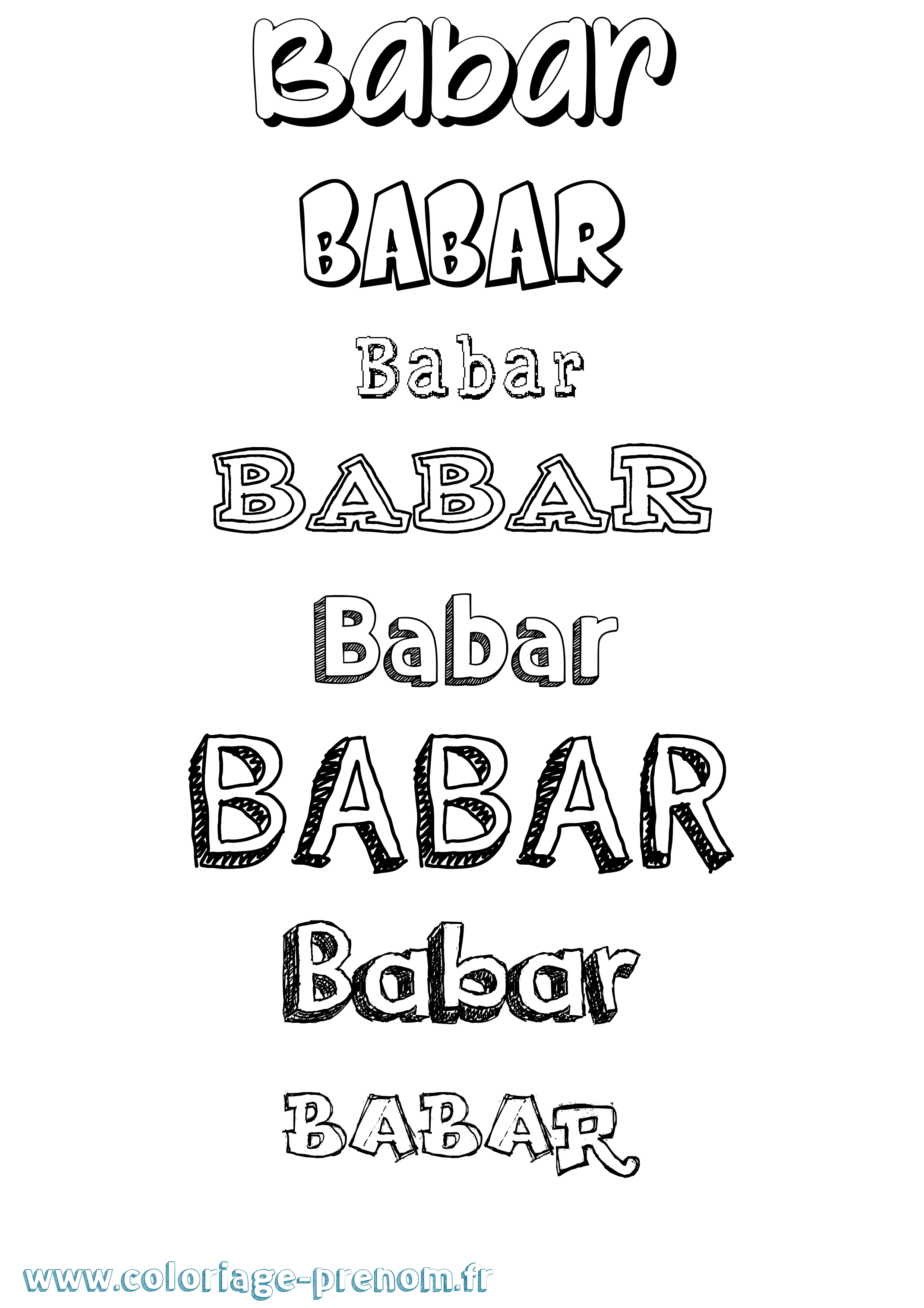 Coloriage Babar Dessiné Coloriage prénom Babar Dessiné