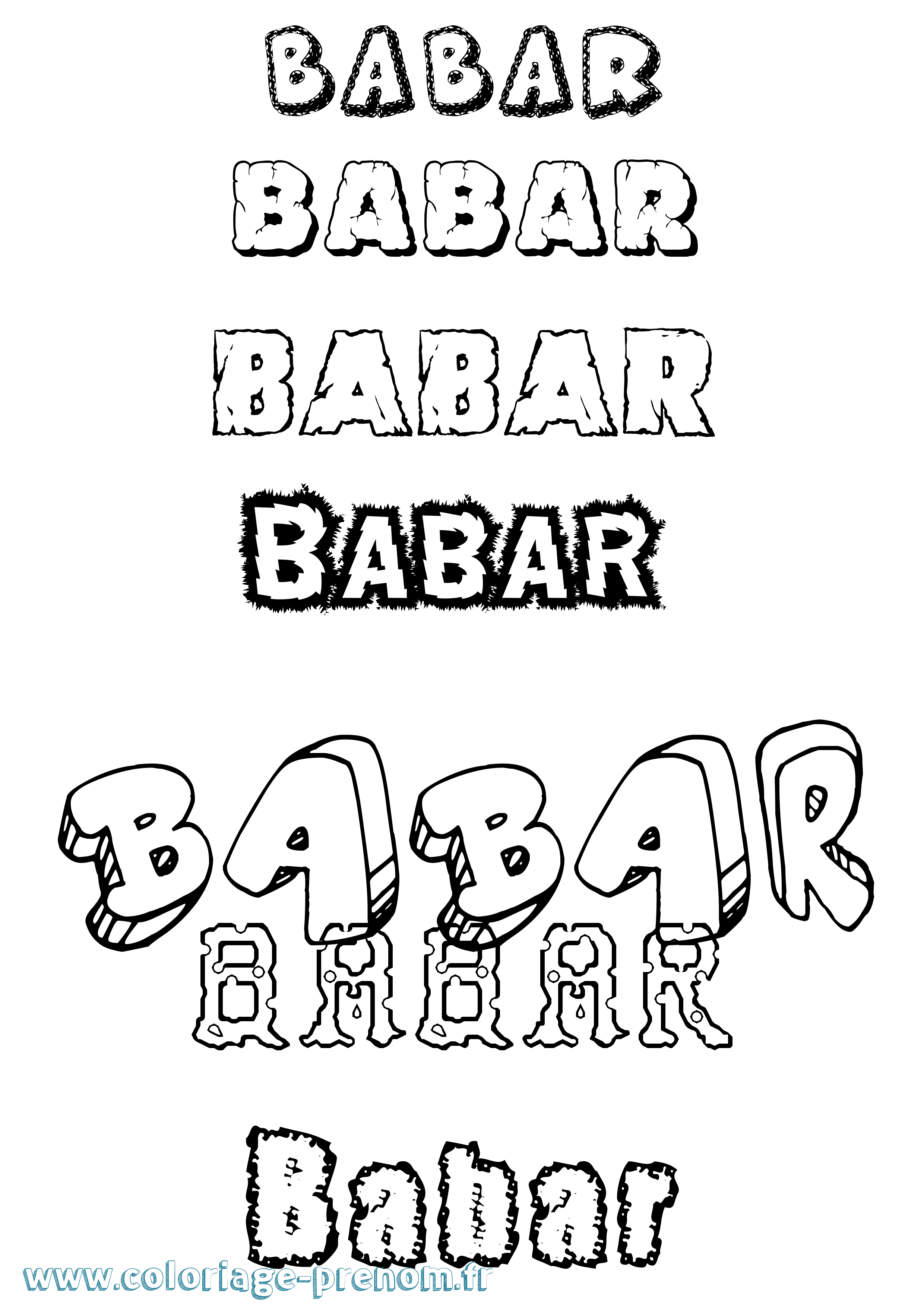 Coloriage Babar Destructuré Coloriage prénom Babar Destructuré