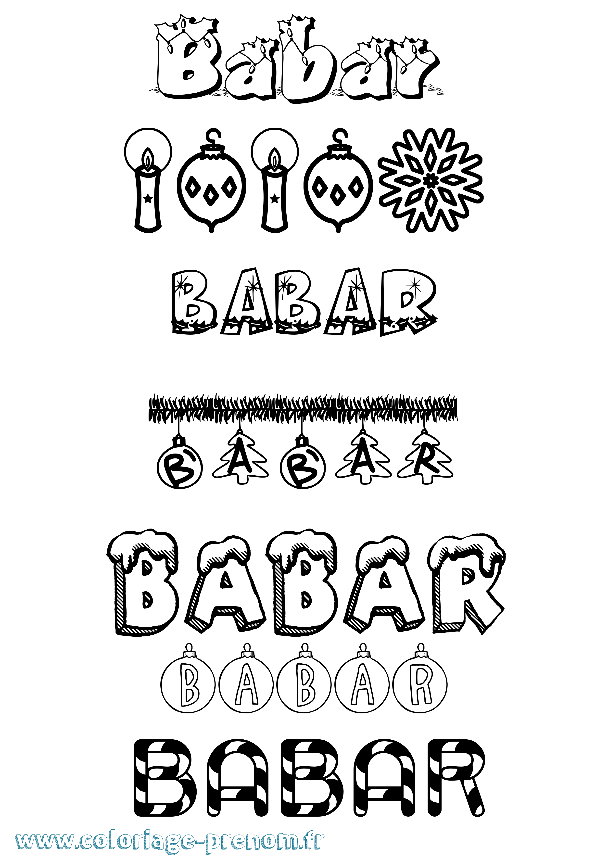 Coloriage Babar Noël Coloriage prénom Babar Noël