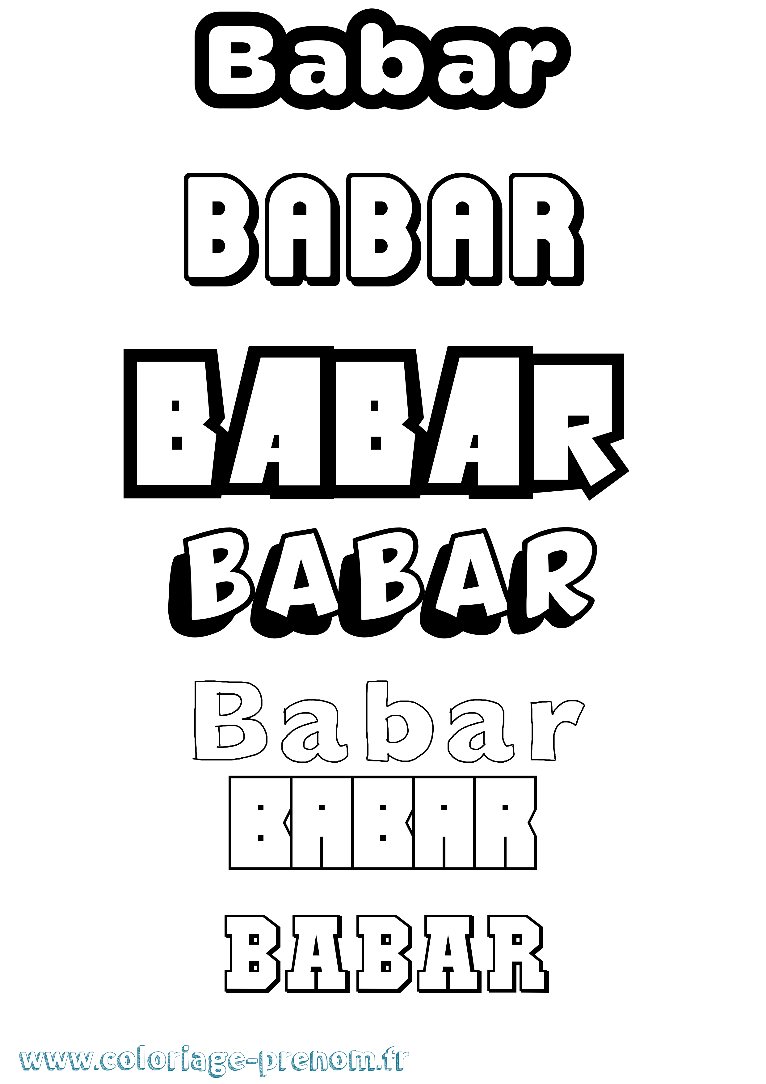 Coloriage Babar Simple Coloriage prénom Babar Simple