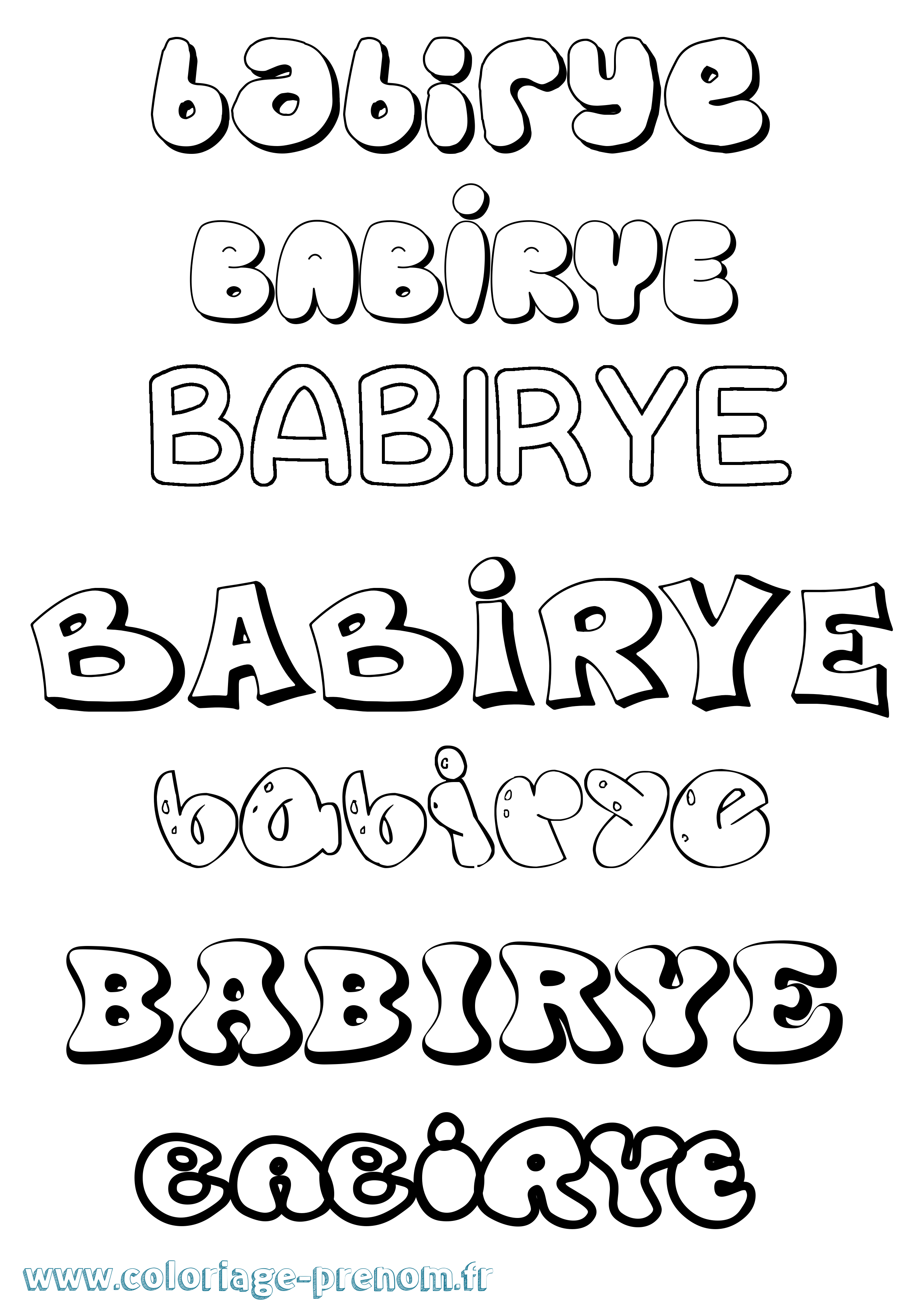 Coloriage Babirye Bubble Coloriage prénom Babirye Bubble