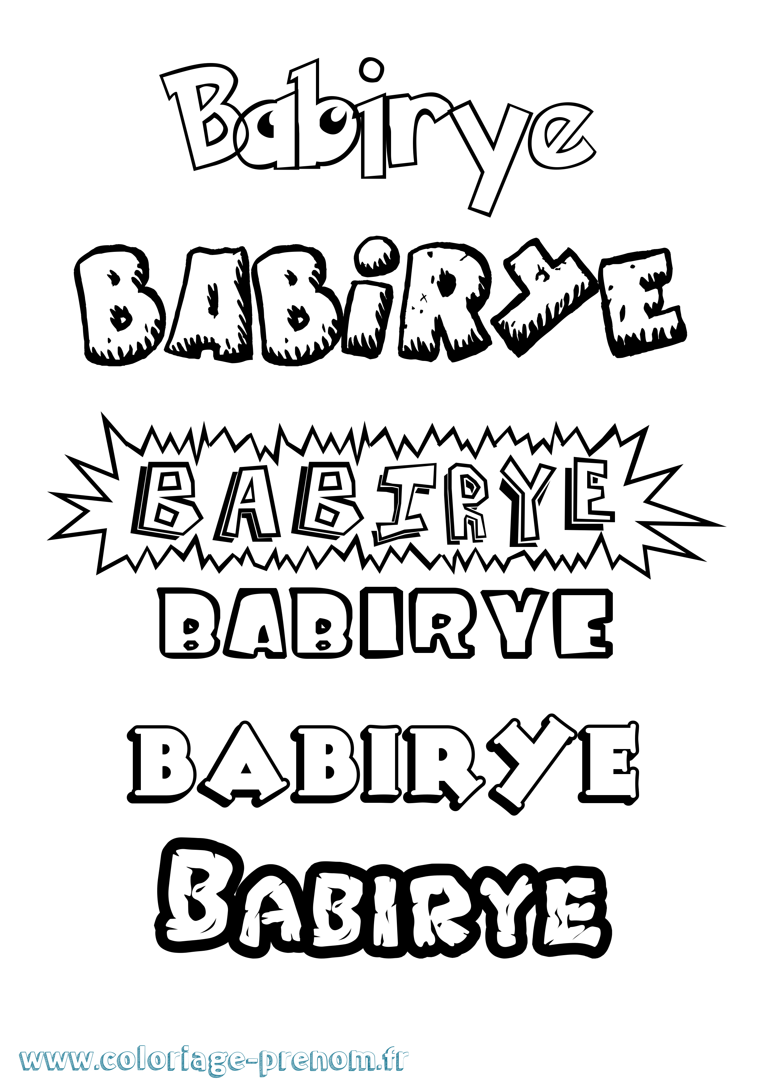 Coloriage Babirye Dessin Animé Coloriage prénom Babirye Dessin Animé