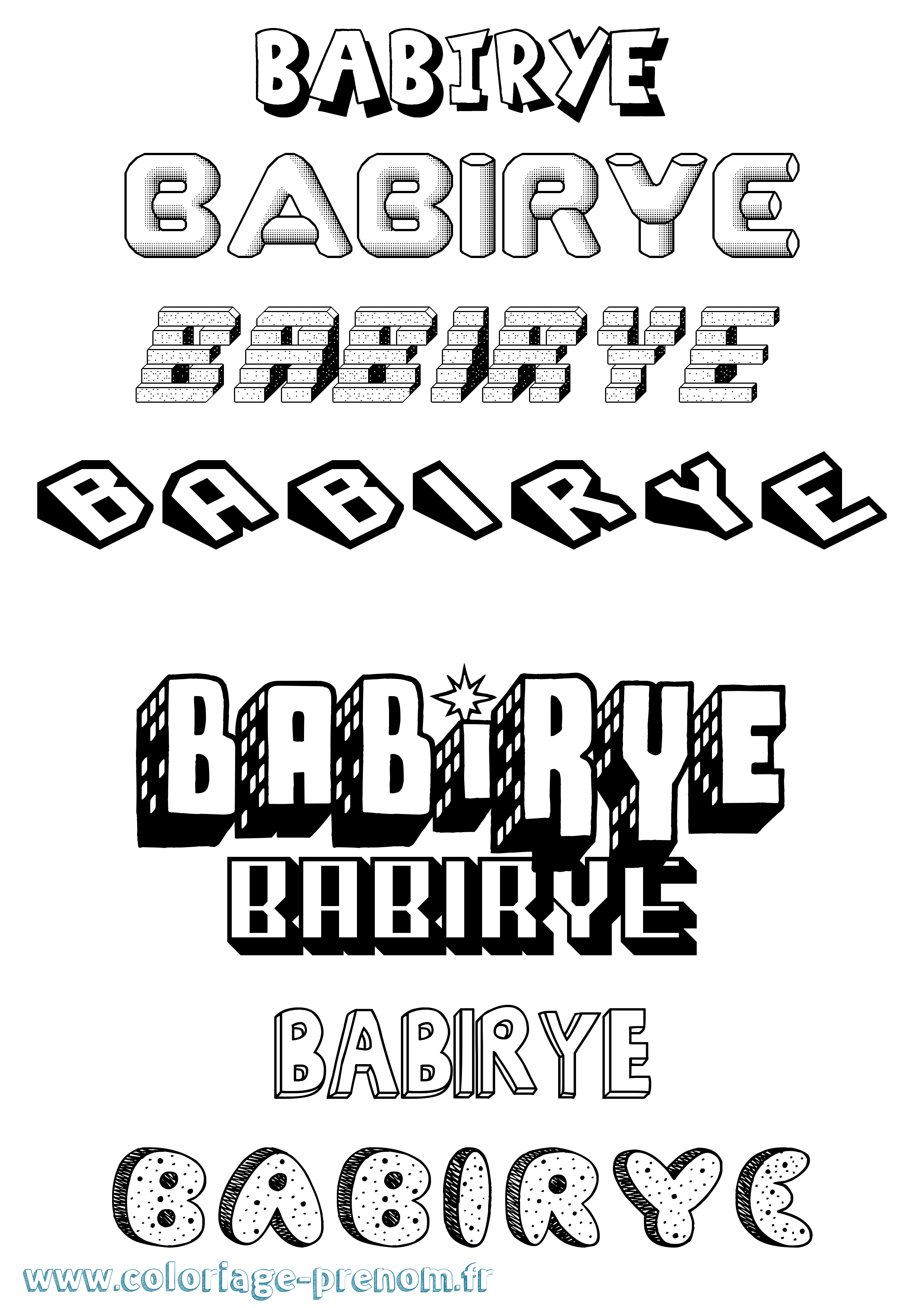 Coloriage Babirye Effet 3D Coloriage prénom Babirye Effet 3D