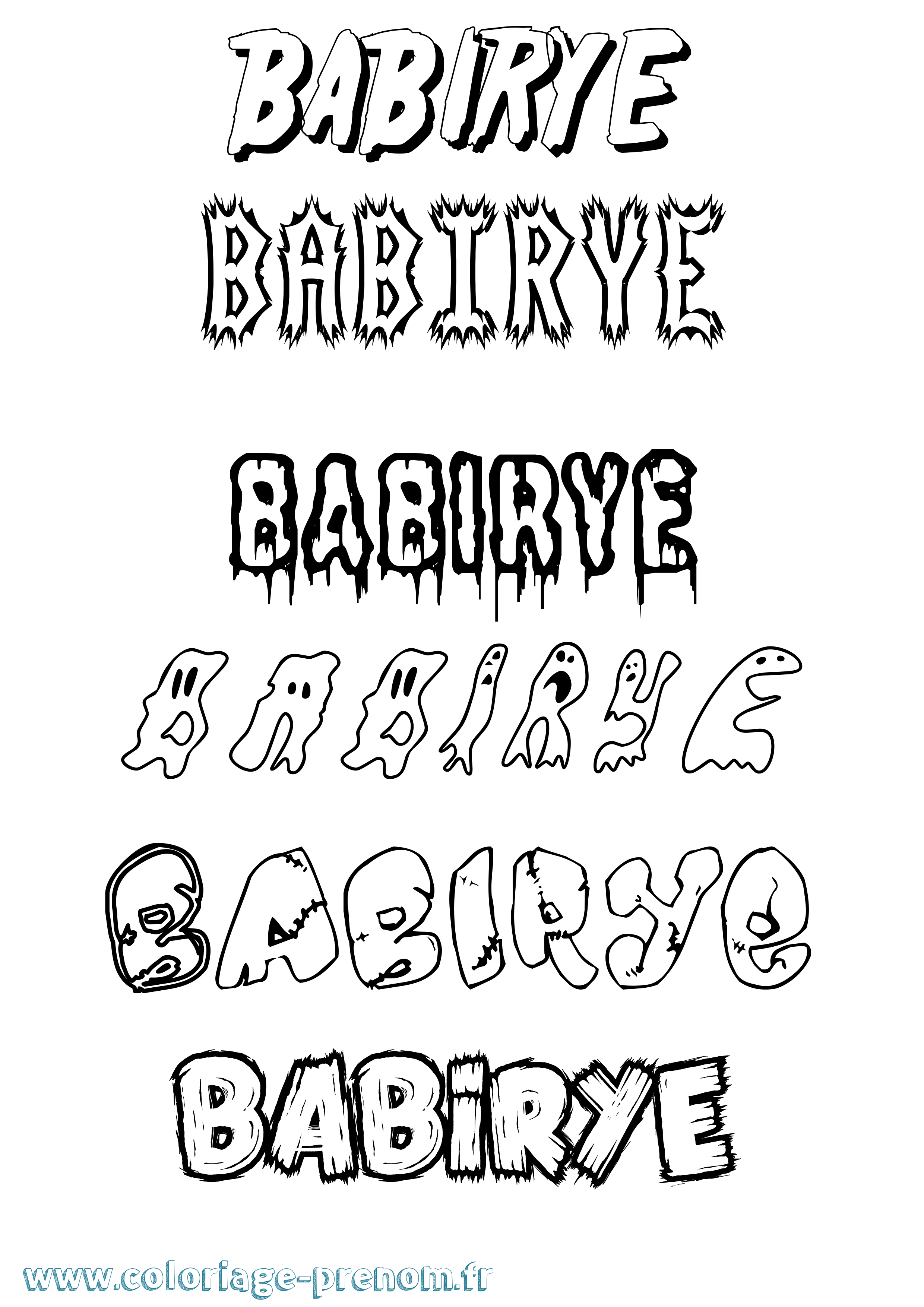 Coloriage Babirye Frisson Coloriage prénom Babirye Frisson