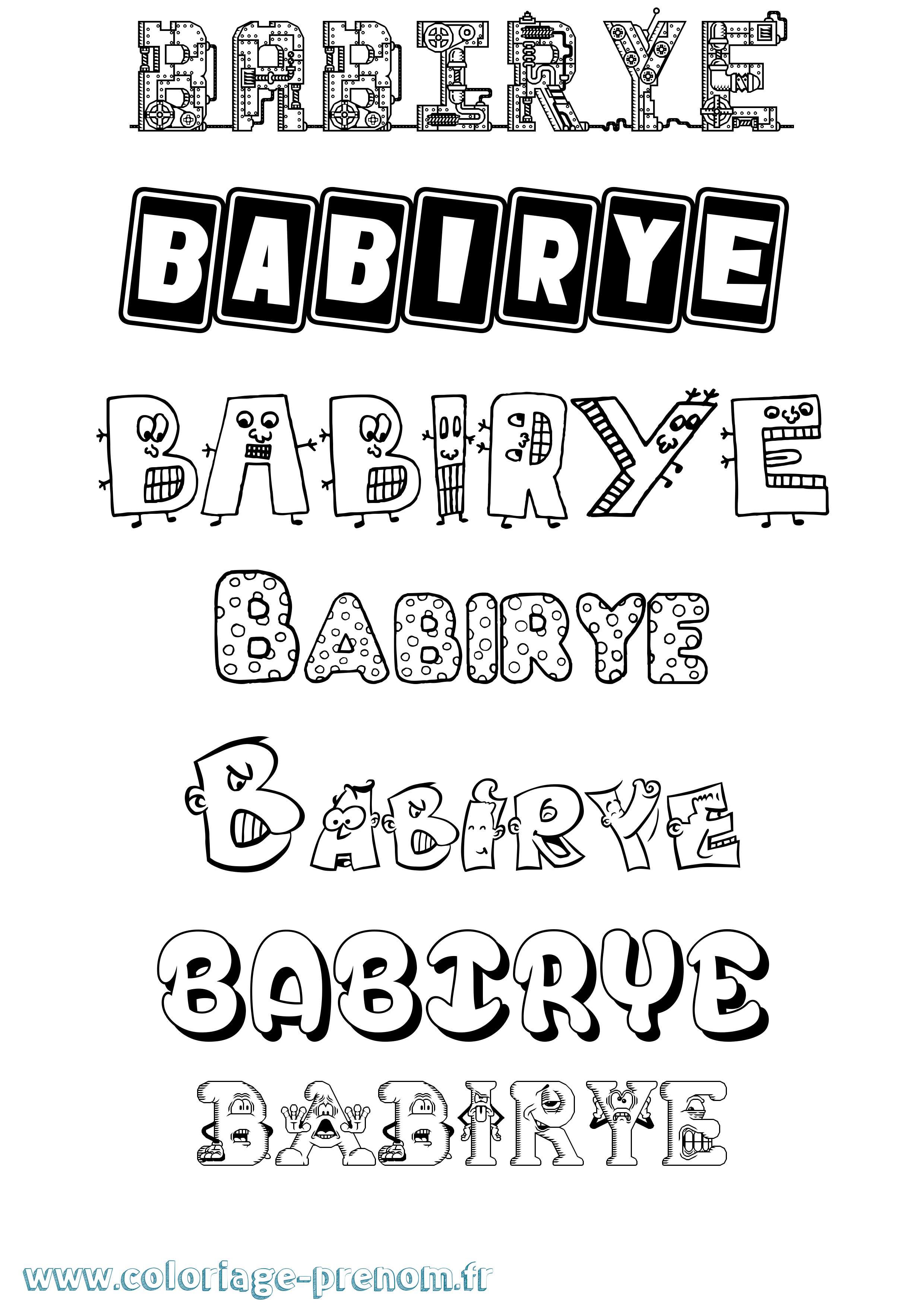 Coloriage Babirye Fun Coloriage prénom Babirye Fun