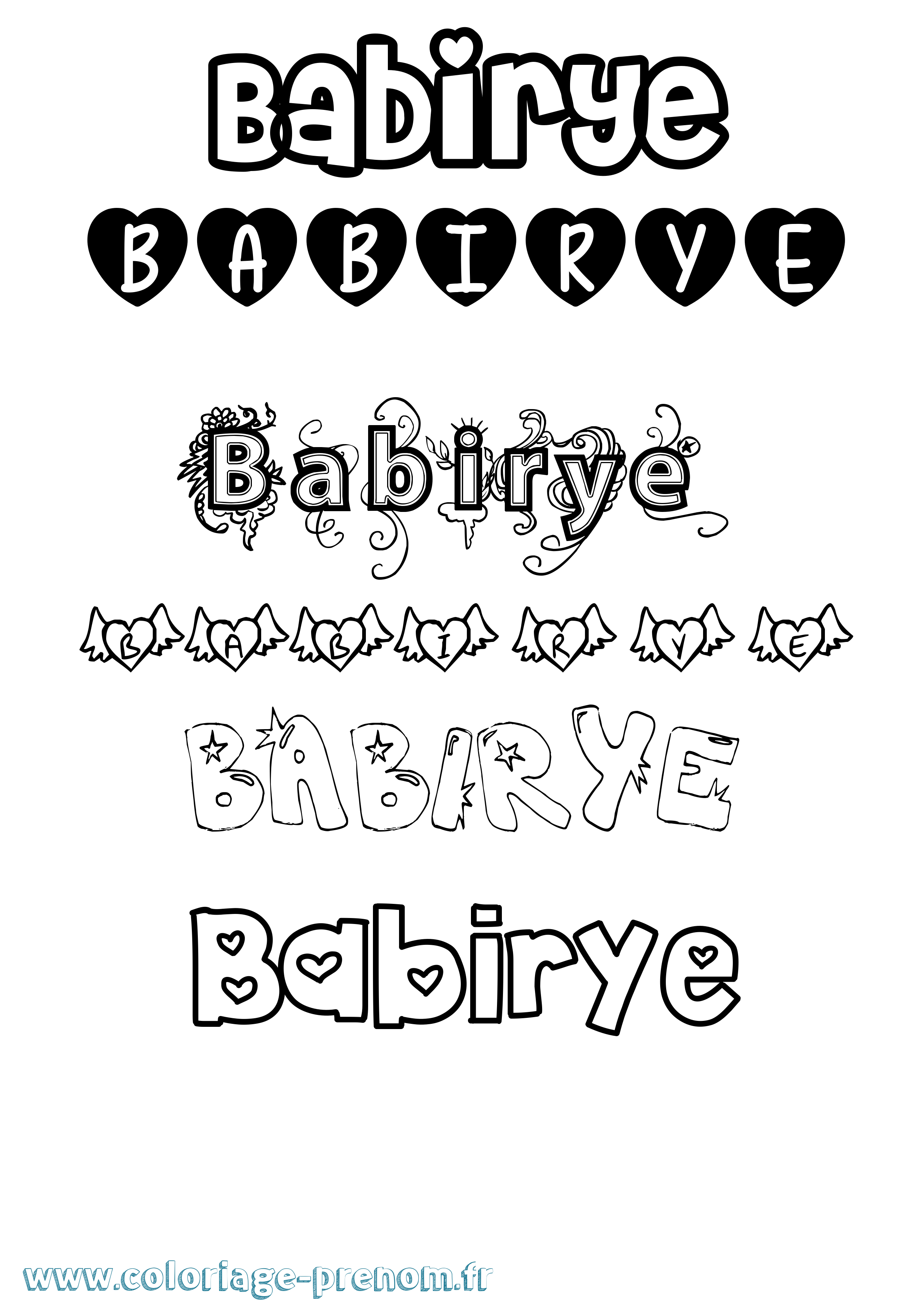 Coloriage Babirye Girly Coloriage prénom Babirye Girly