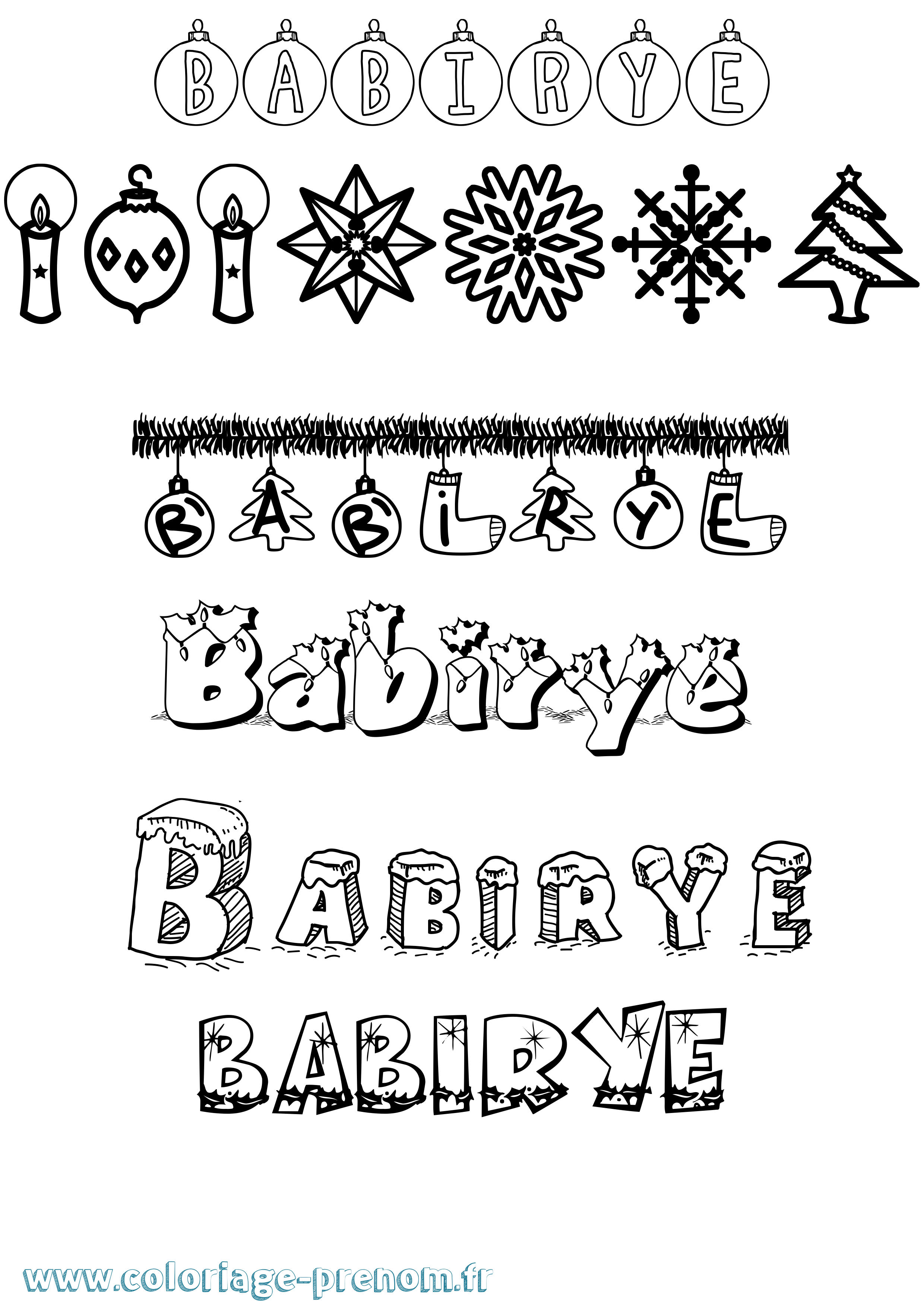 Coloriage Babirye Noël Coloriage prénom Babirye Noël