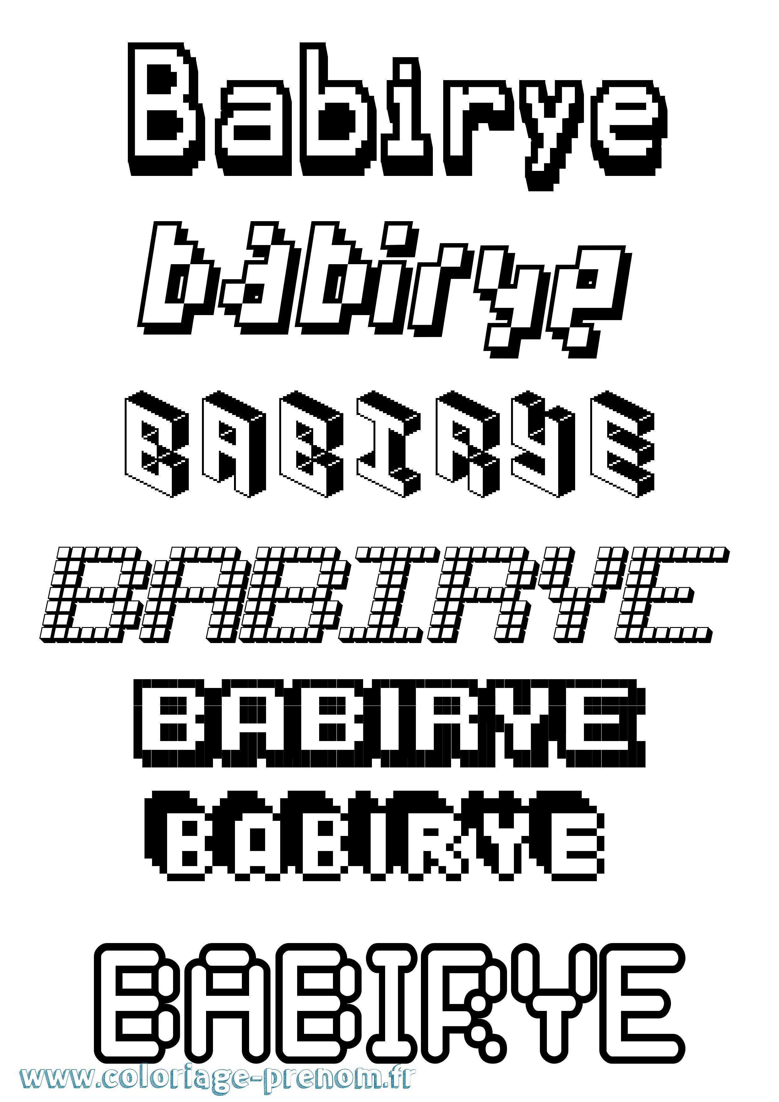 Coloriage Babirye Pixel Coloriage prénom Babirye Pixel
