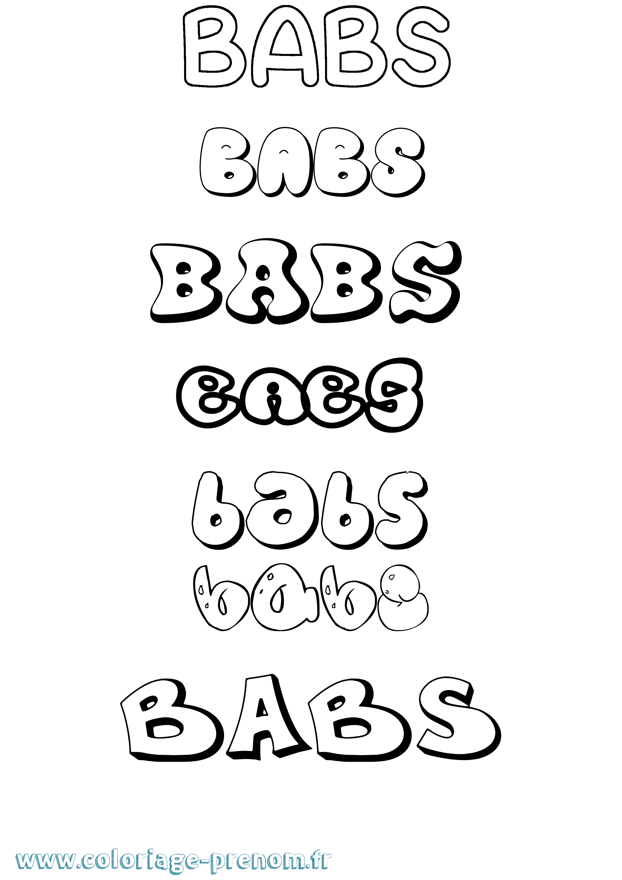 Coloriage prénom Babs Bubble