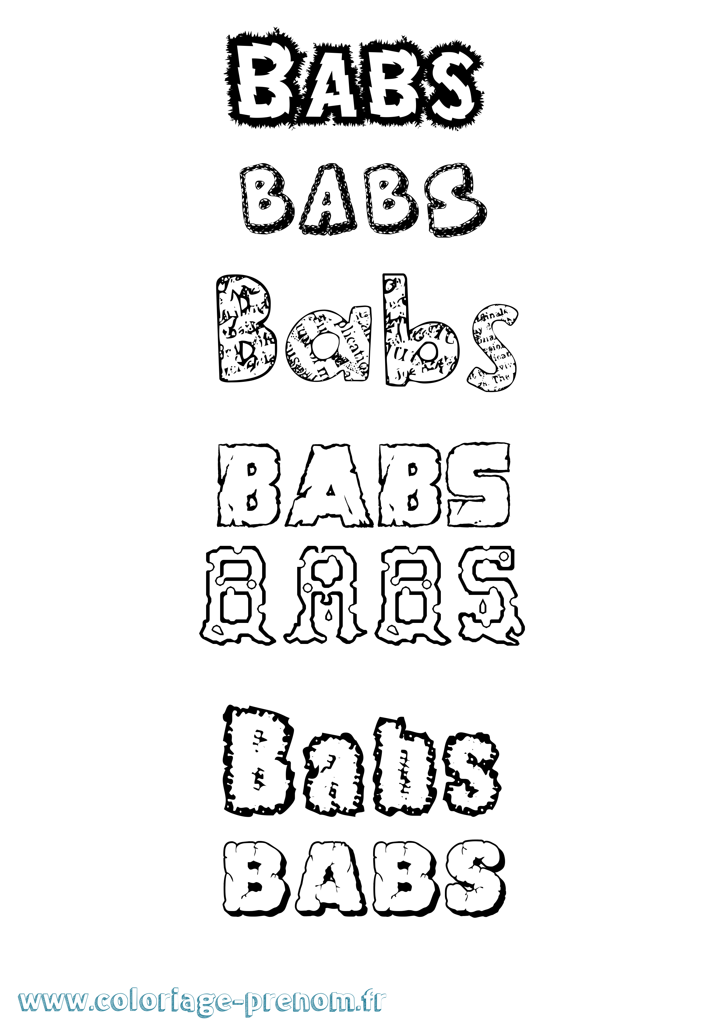 Coloriage Babs Destructuré Coloriage prénom Babs Destructuré