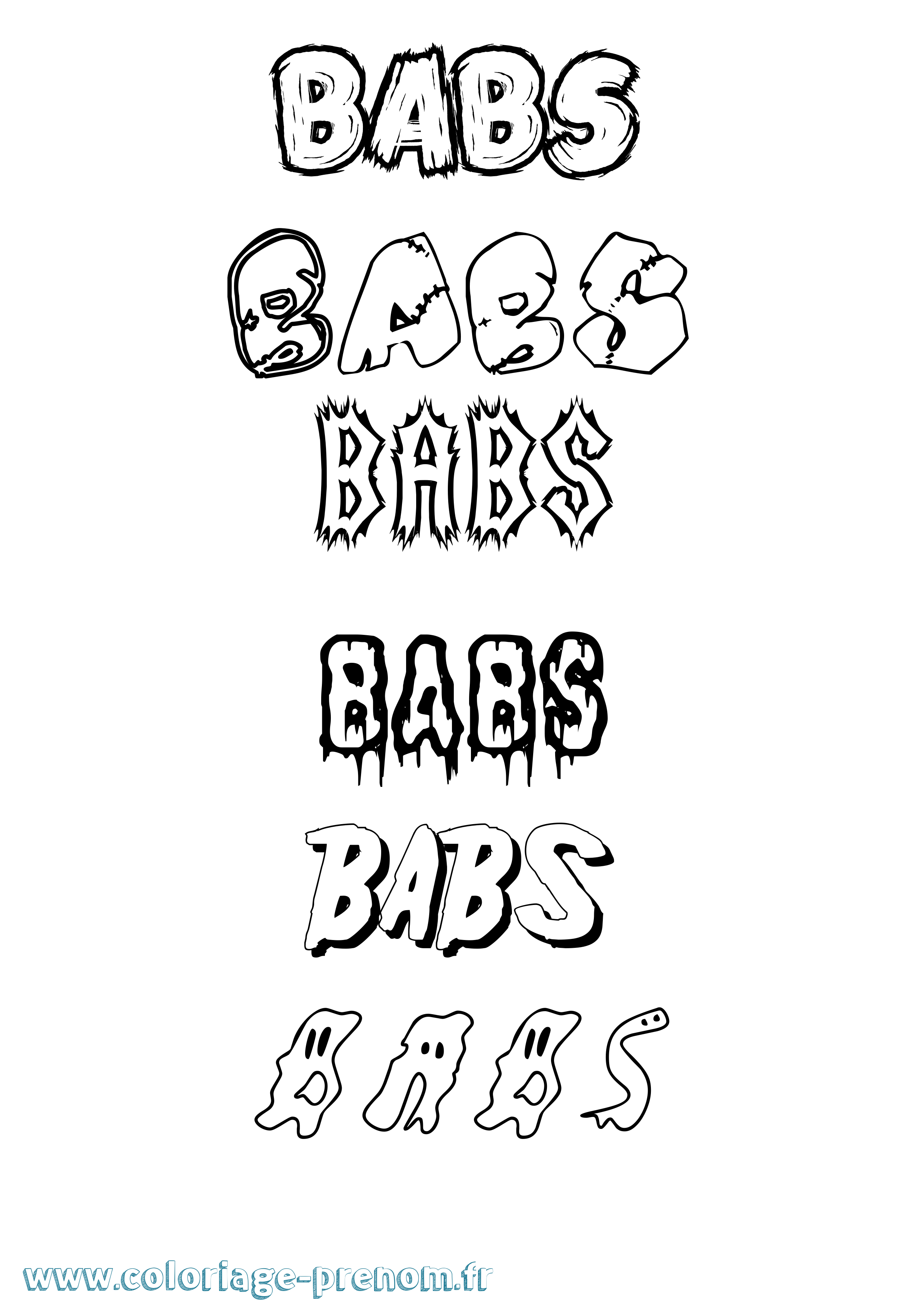 Coloriage Babs Frisson Coloriage prénom Babs Frisson
