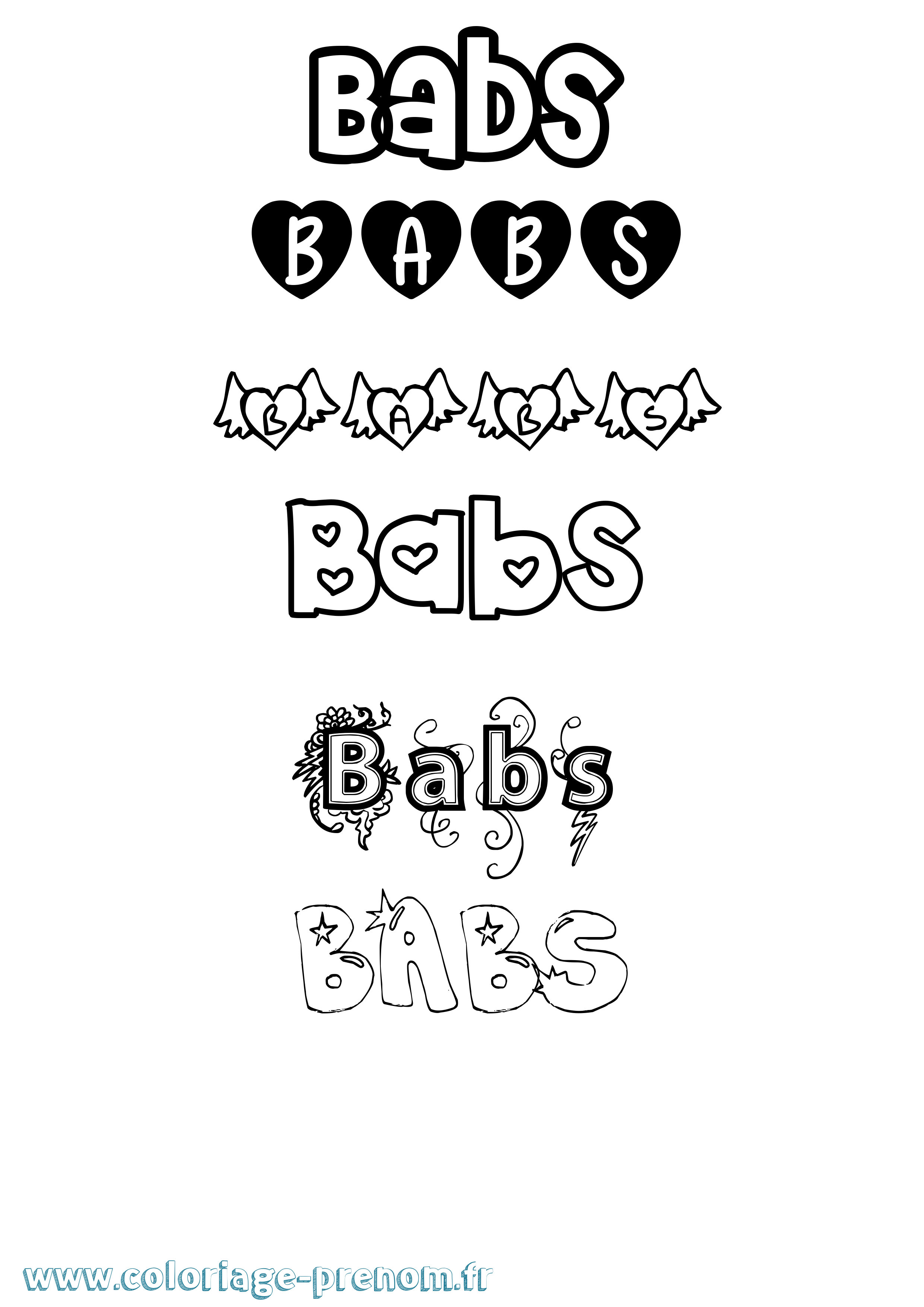 Coloriage Babs Girly Coloriage prénom Babs Girly