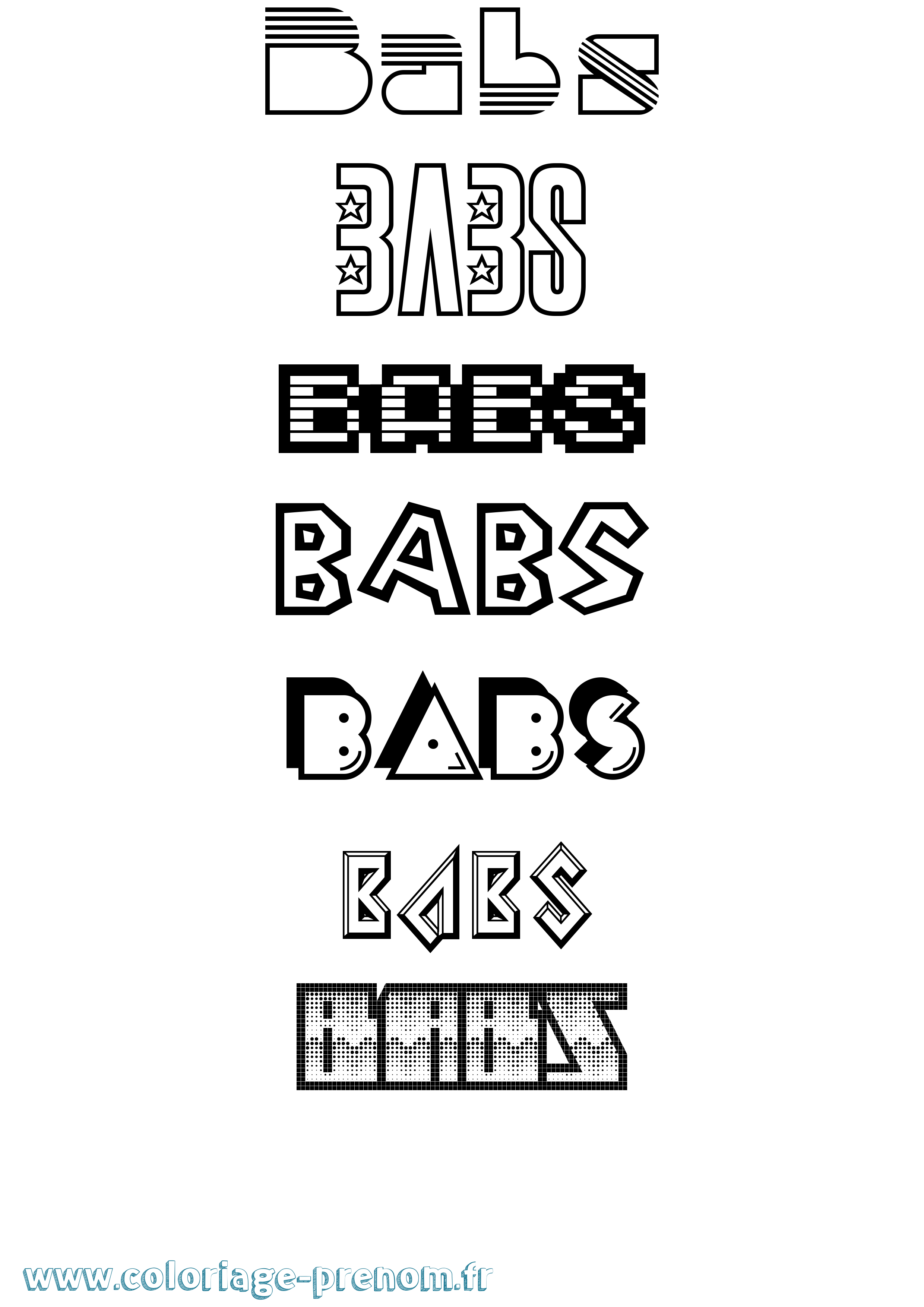 Coloriage Babs Jeux Vidéos Coloriage prénom Babs Jeux Vidéos