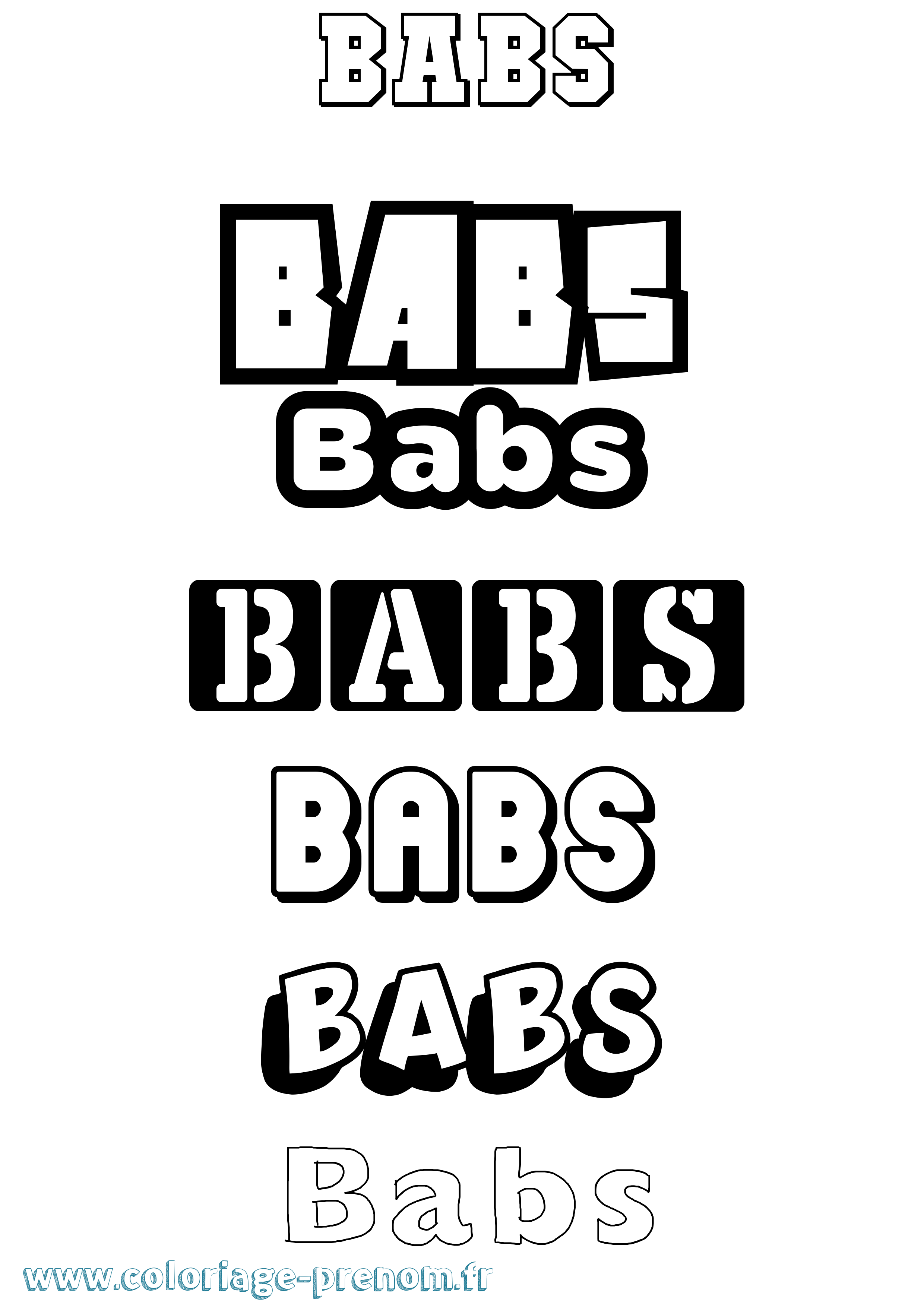 Coloriage prénom Babs Simple