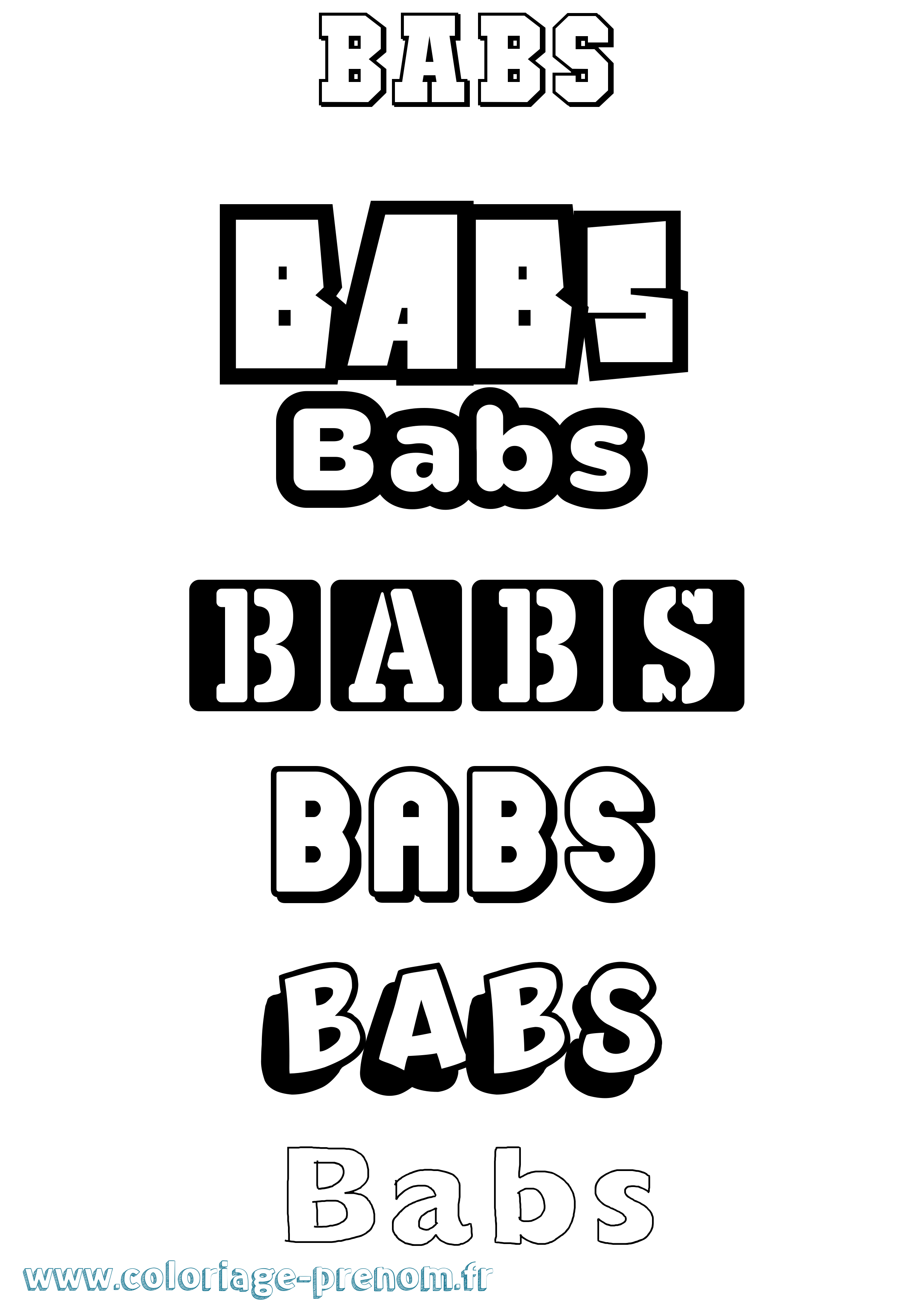 Coloriage Babs Simple Coloriage prénom Babs Simple