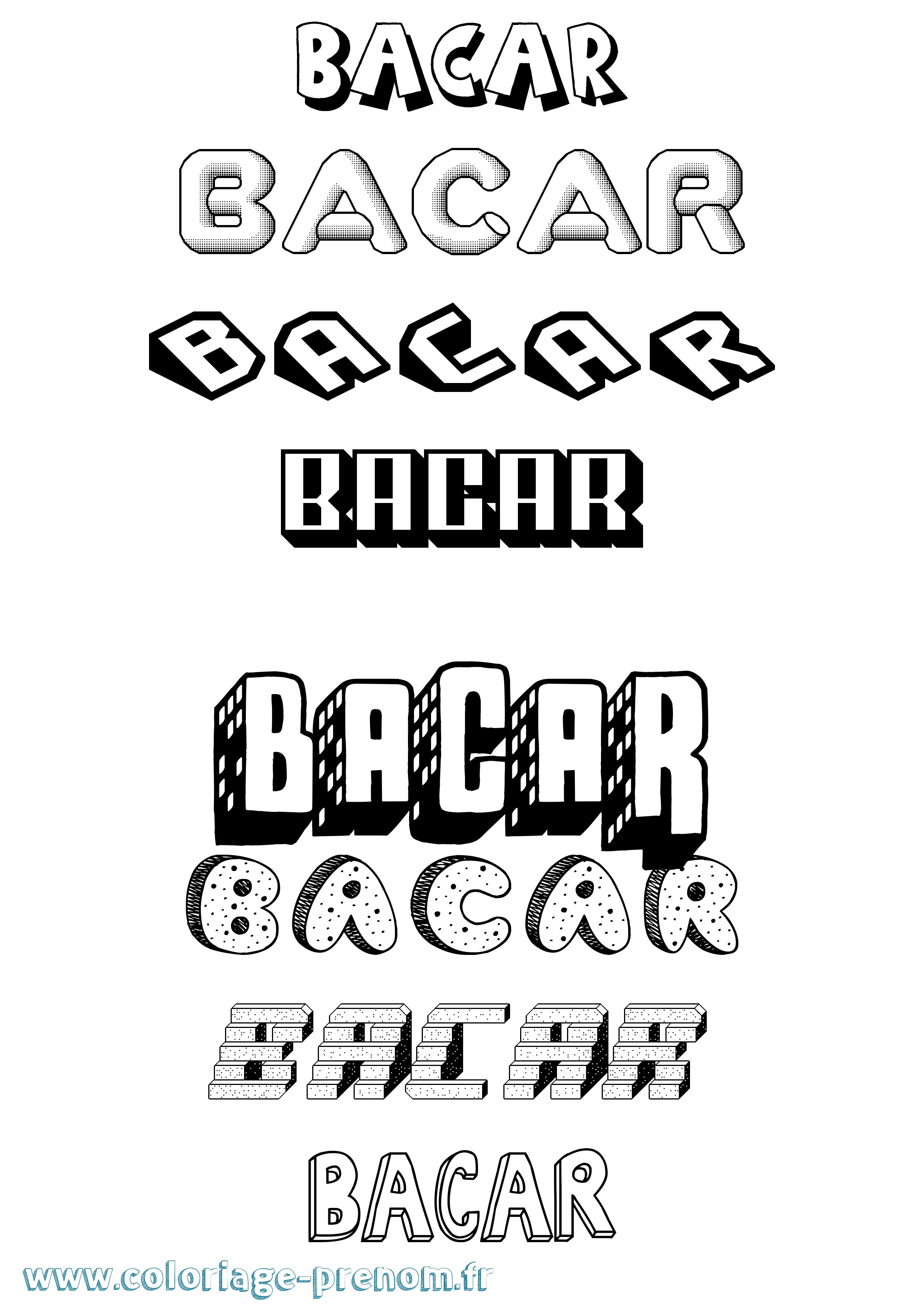 Coloriage prénom Bacar Effet 3D
