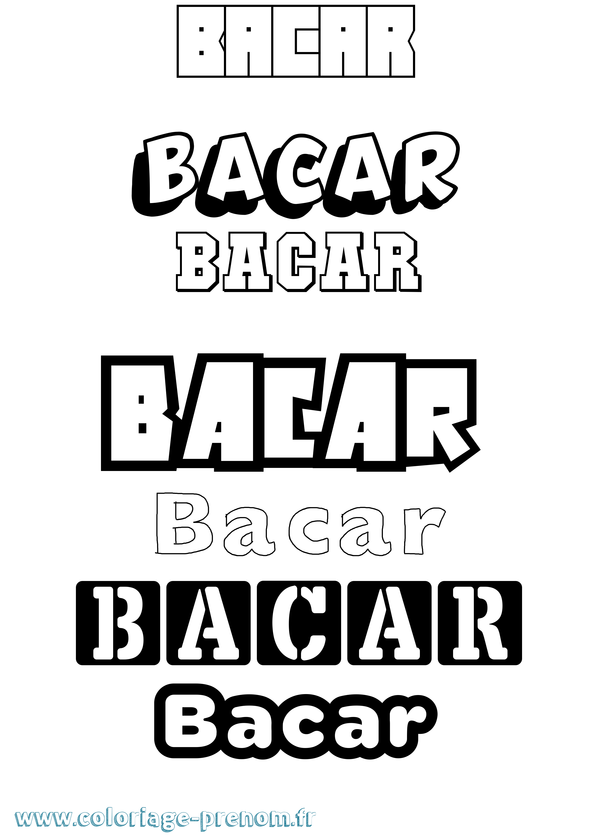 Coloriage prénom Bacar Simple