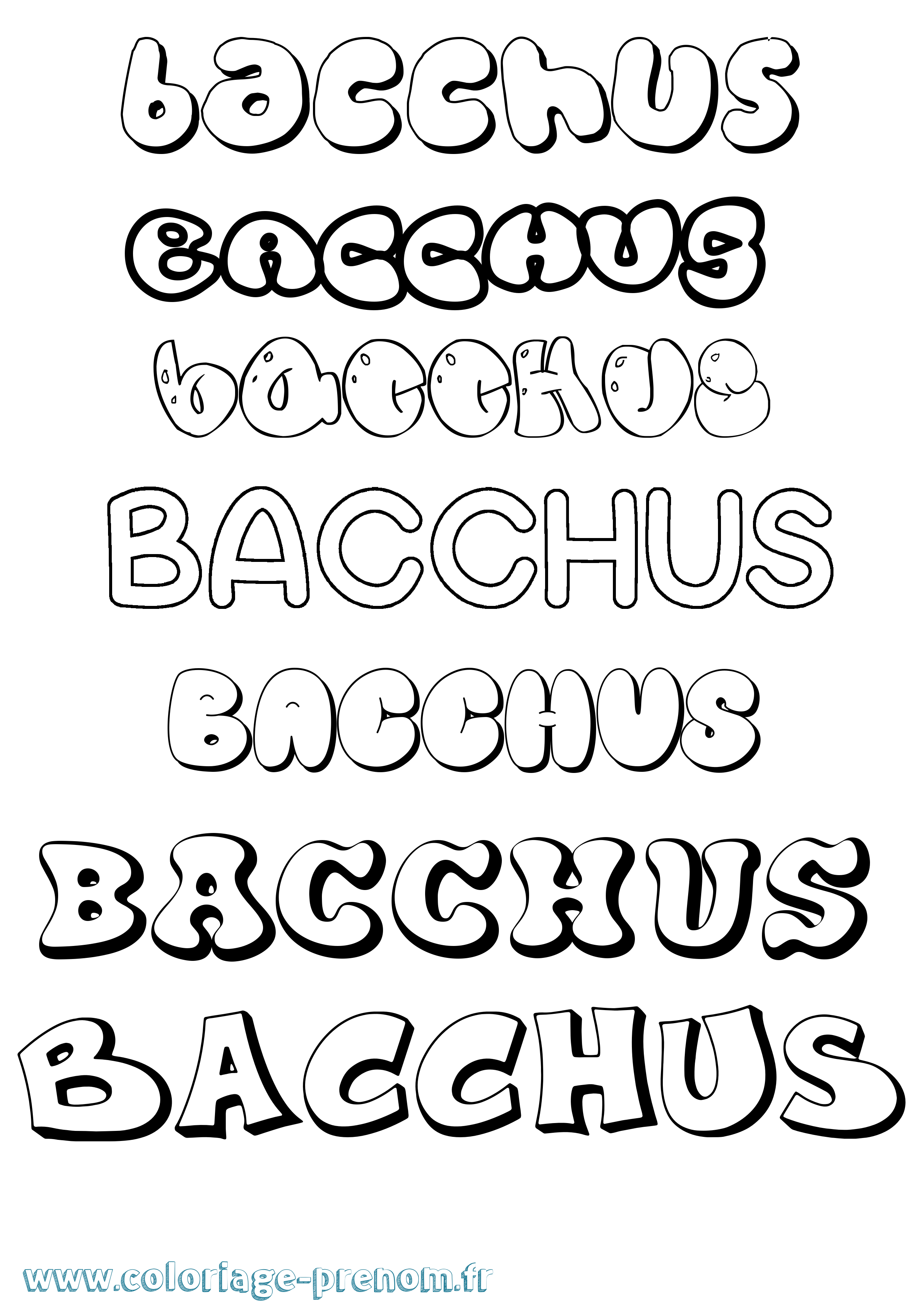 Coloriage prénom Bacchus Bubble