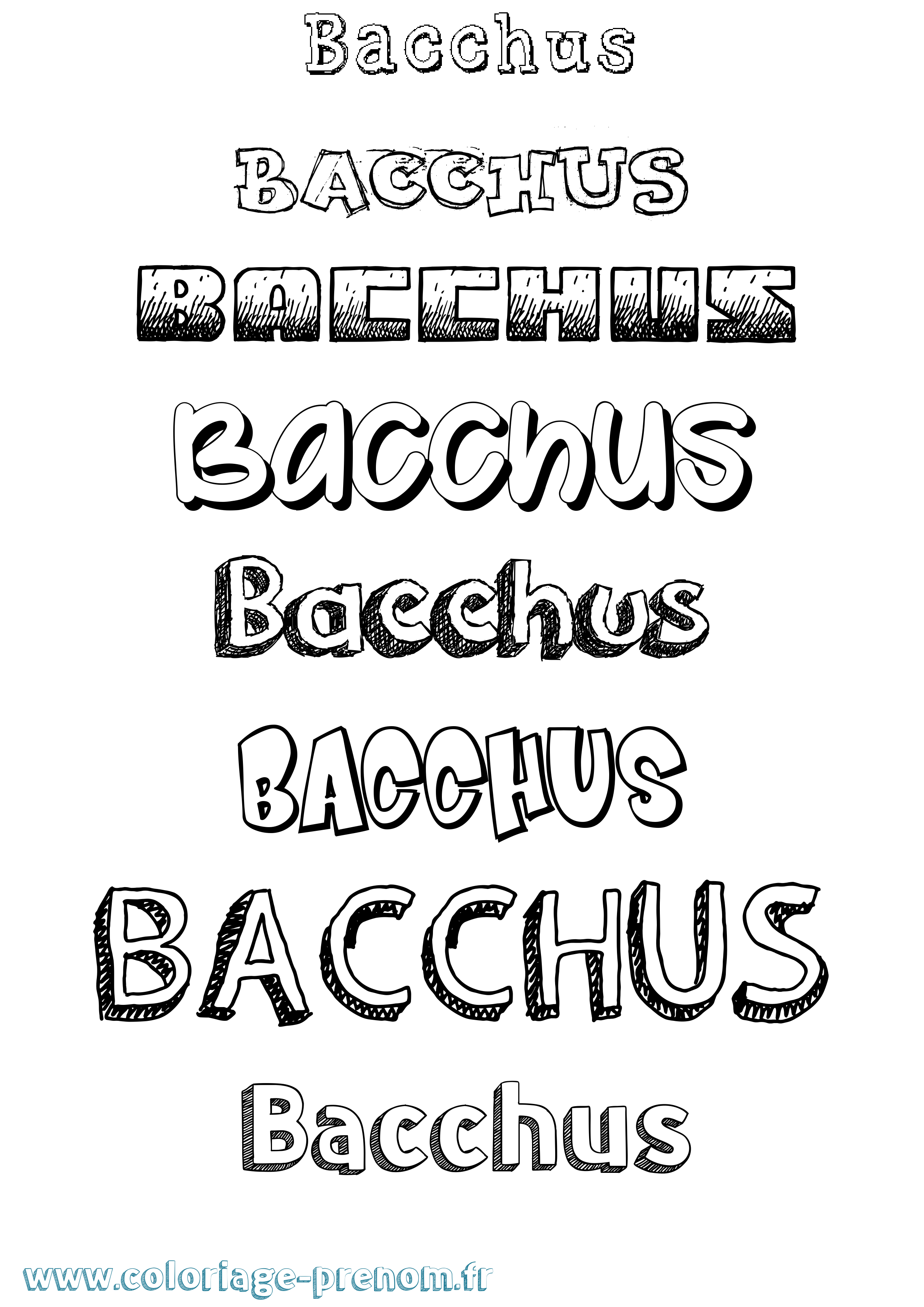Coloriage prénom Bacchus Dessiné