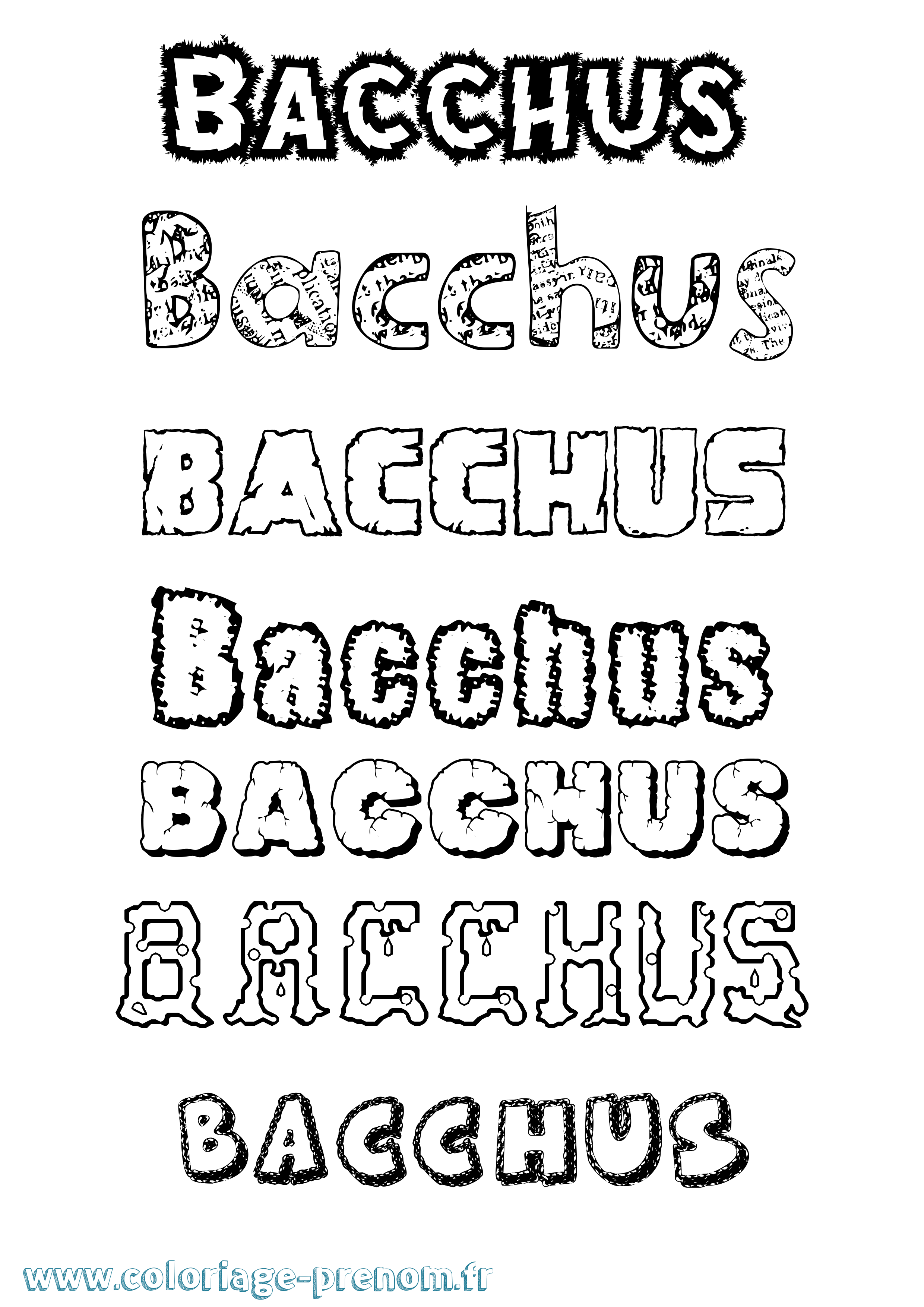 Coloriage prénom Bacchus Destructuré