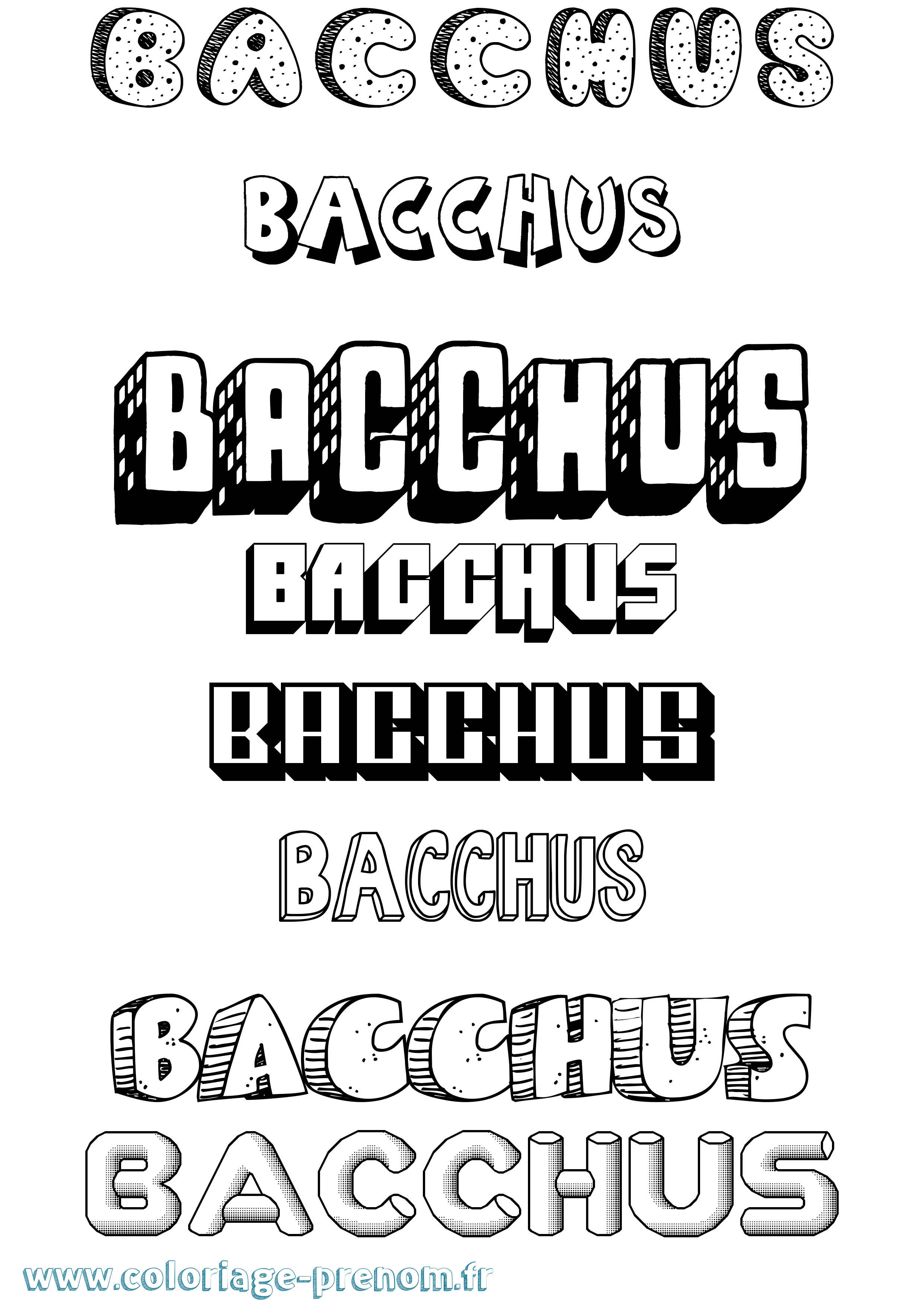 Coloriage prénom Bacchus Effet 3D