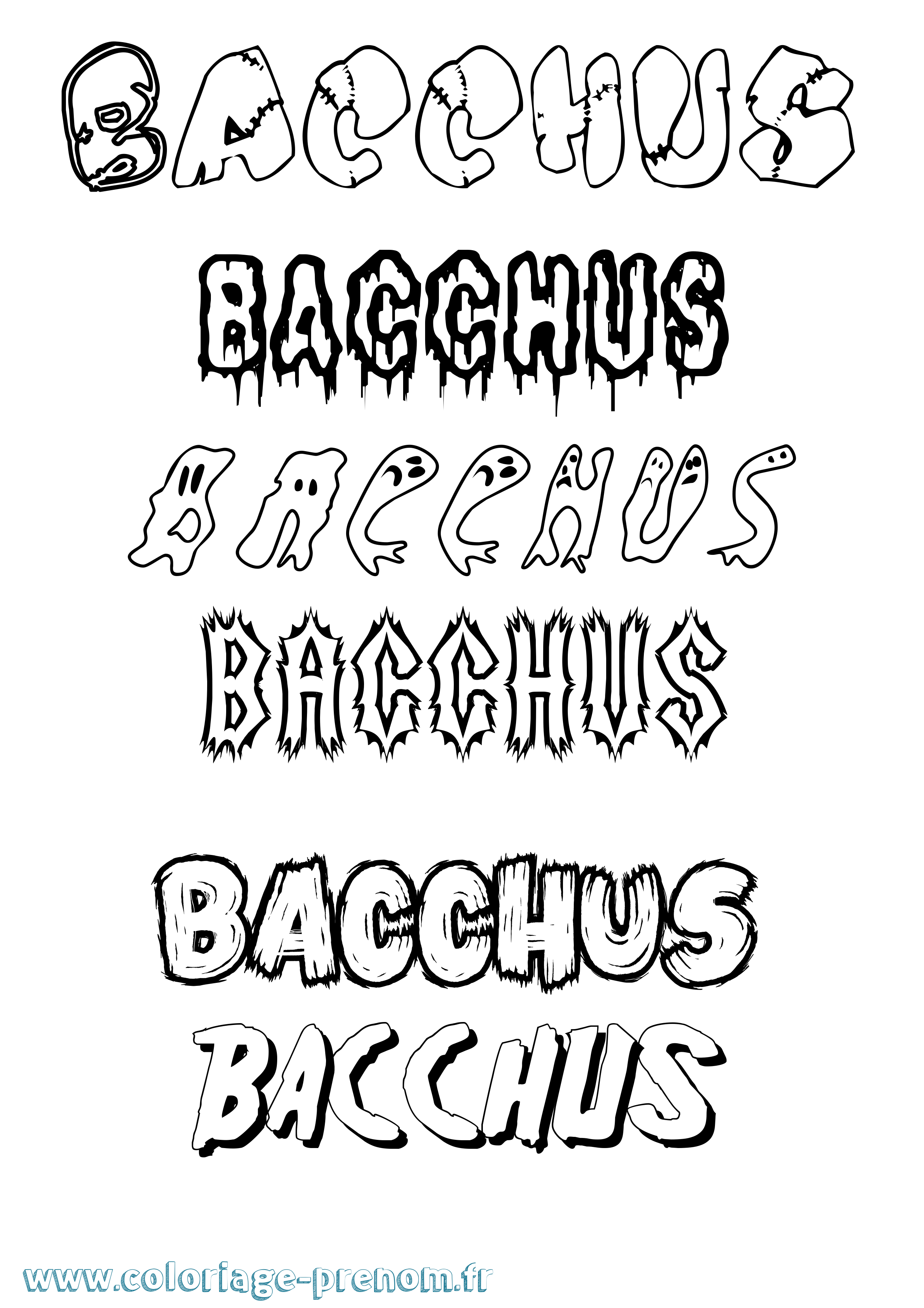 Coloriage prénom Bacchus Frisson