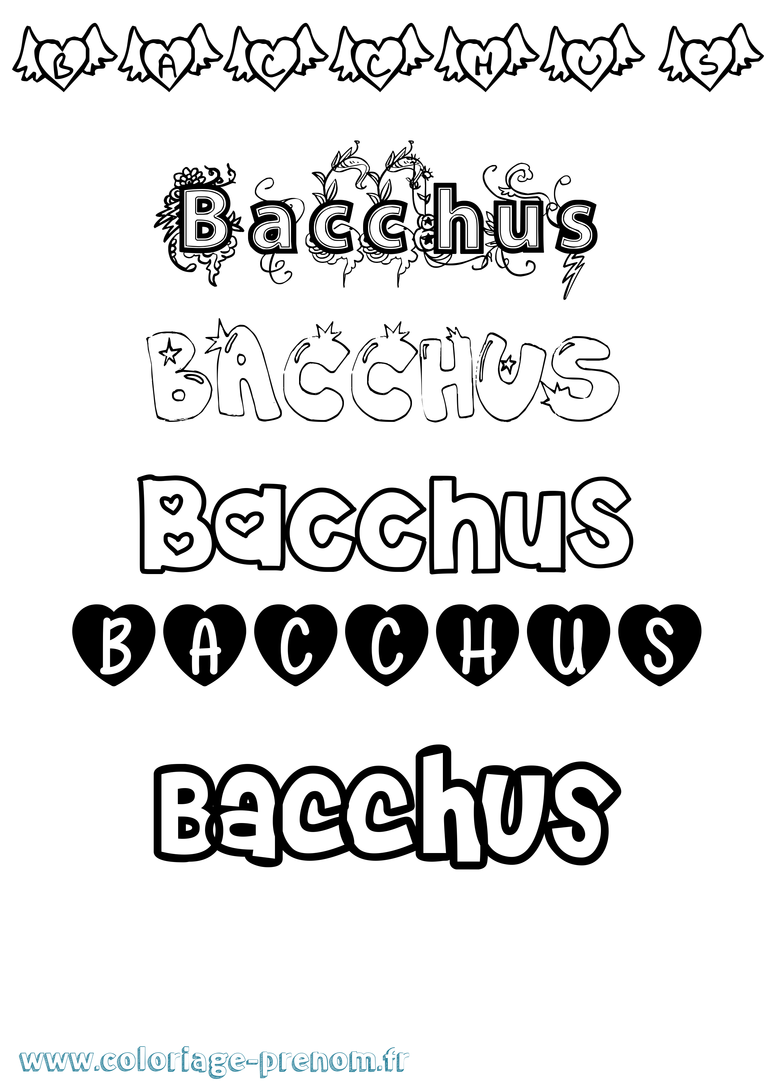 Coloriage prénom Bacchus Girly