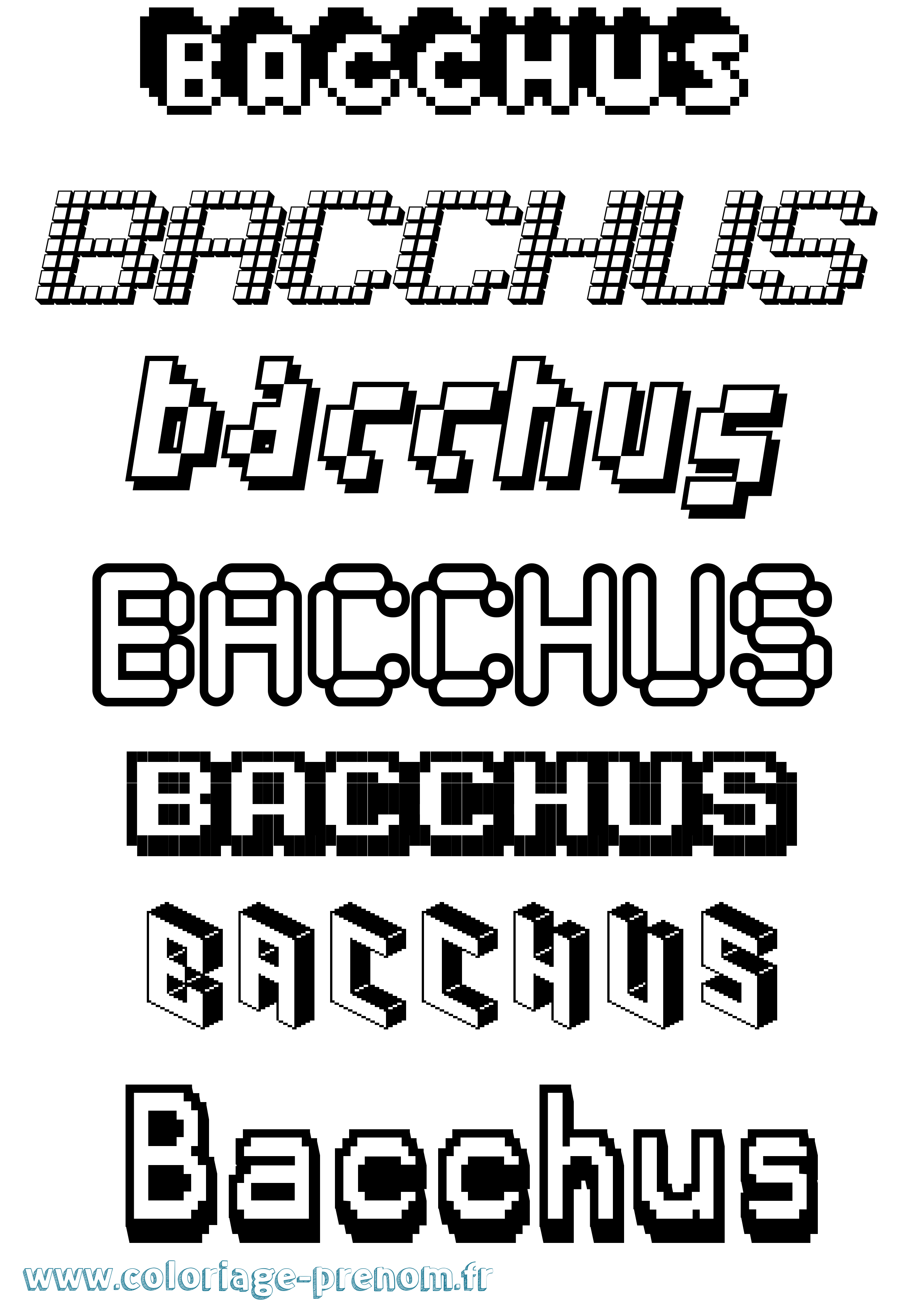 Coloriage prénom Bacchus Pixel