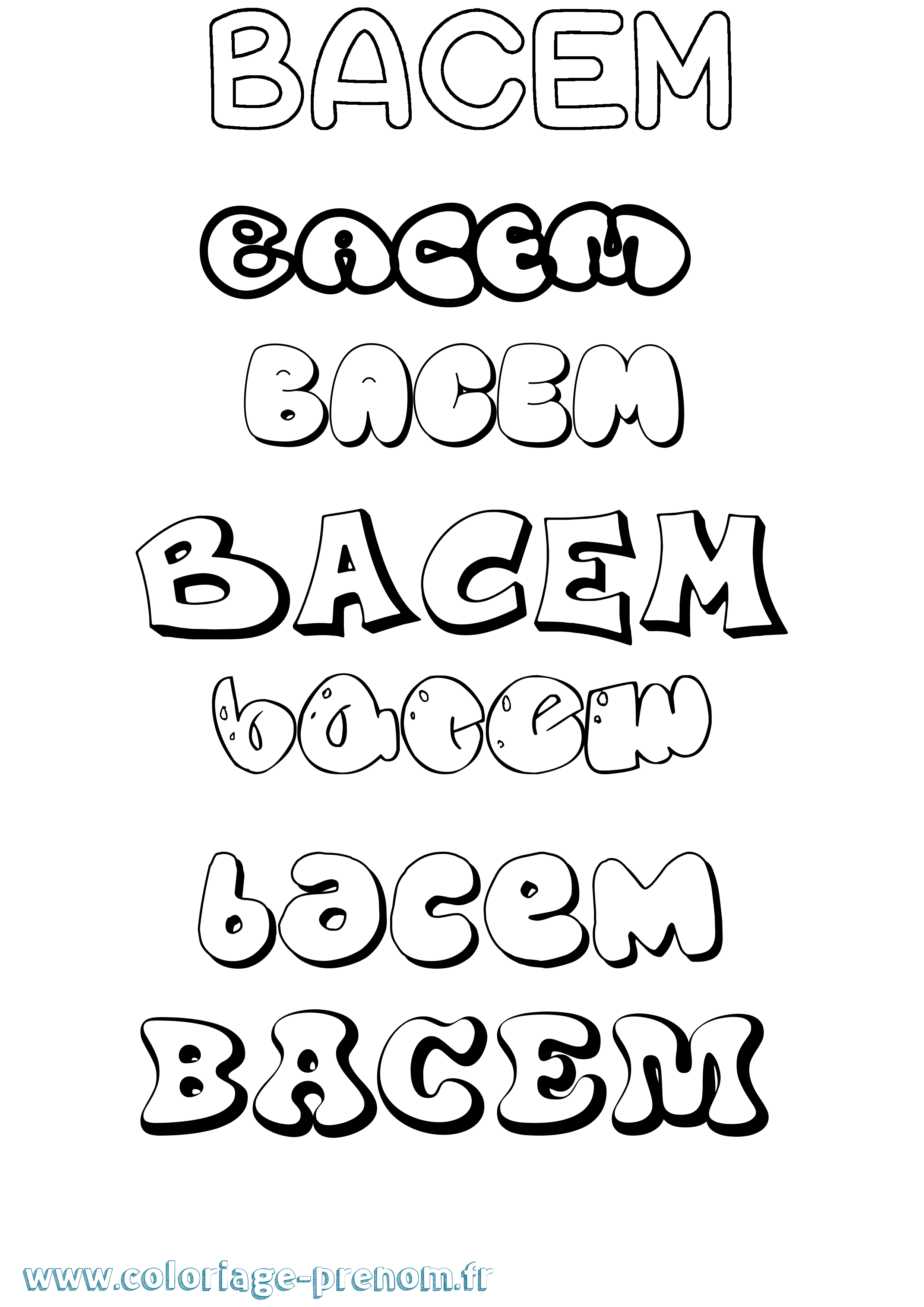 Coloriage Bacem Bubble Coloriage prénom Bacem Bubble