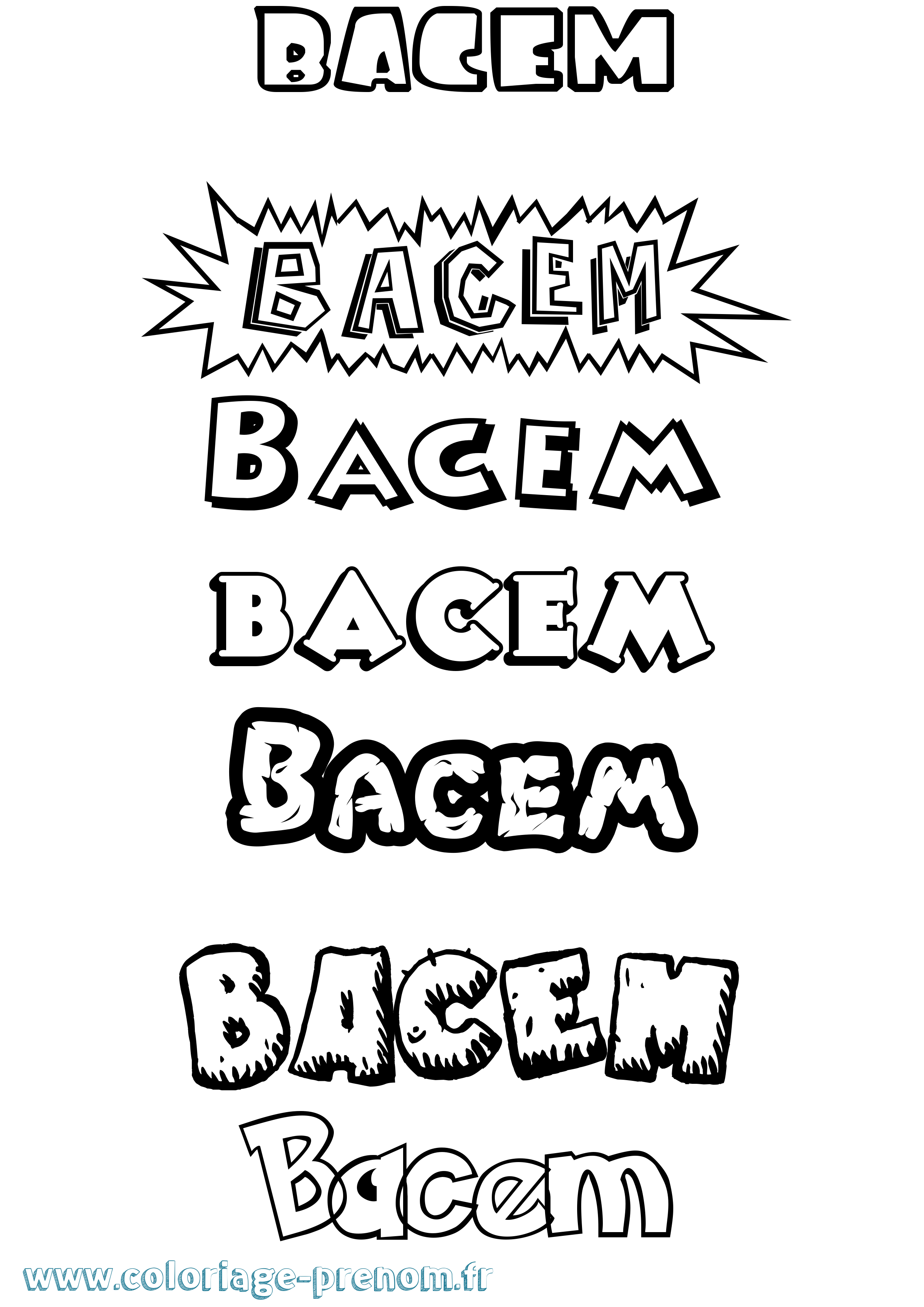 Coloriage Bacem Dessin Animé Coloriage prénom Bacem Dessin Animé