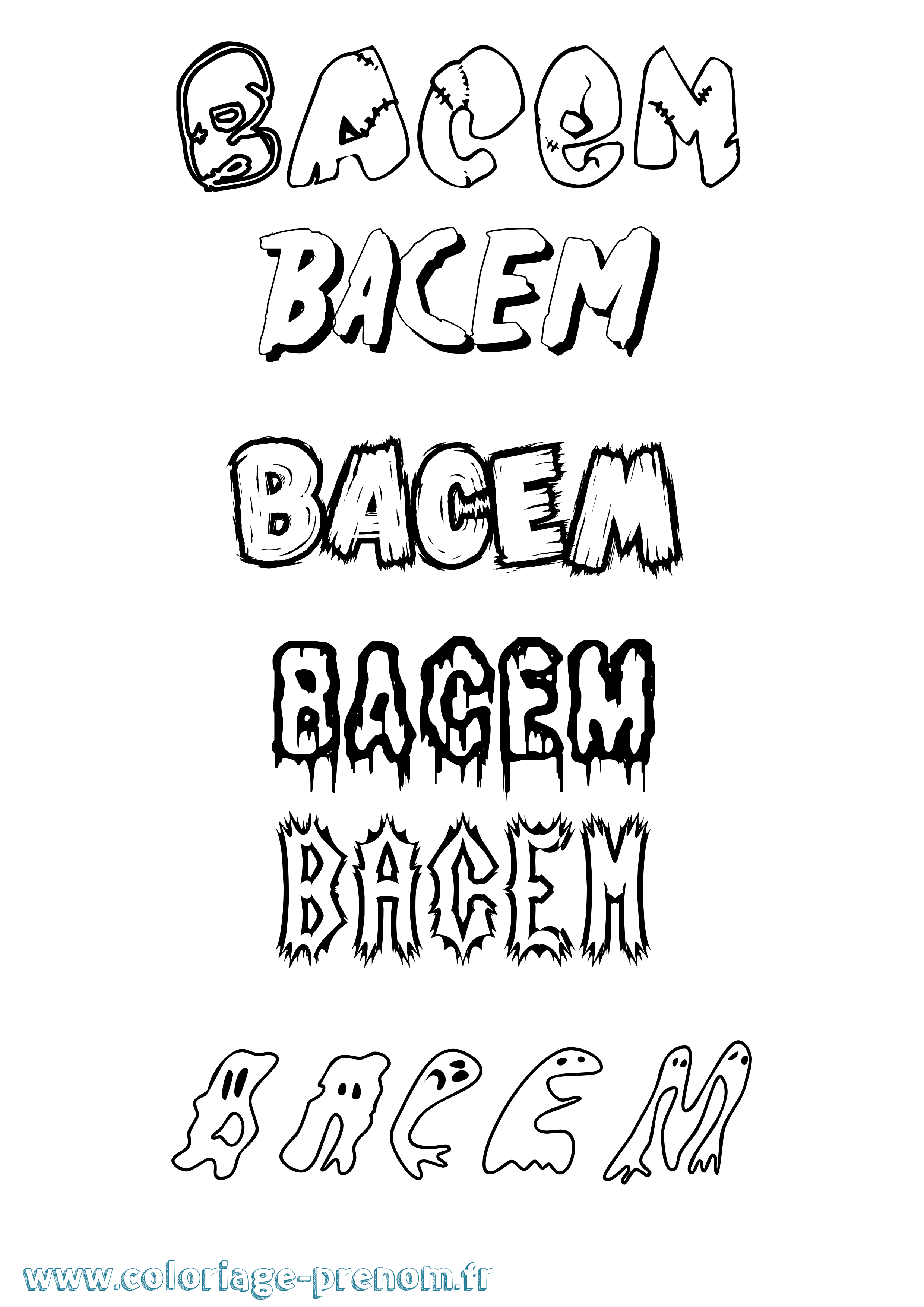 Coloriage Bacem Frisson Coloriage prénom Bacem Frisson