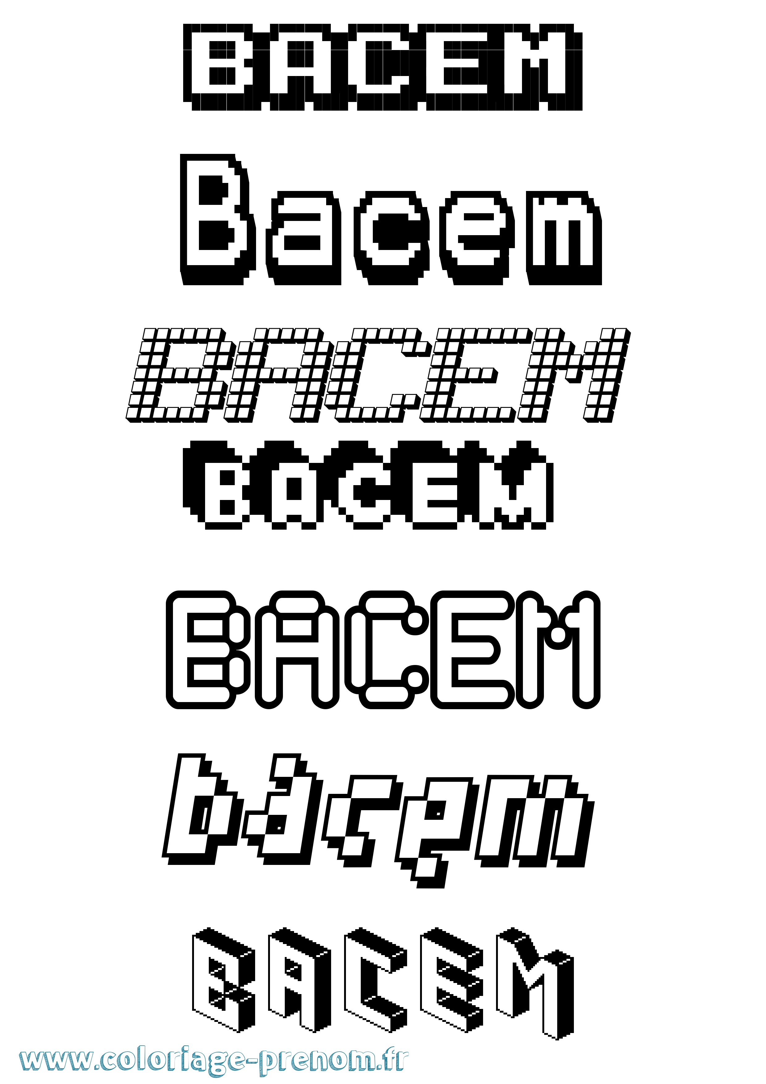 Coloriage Bacem Pixel Coloriage prénom Bacem Pixel