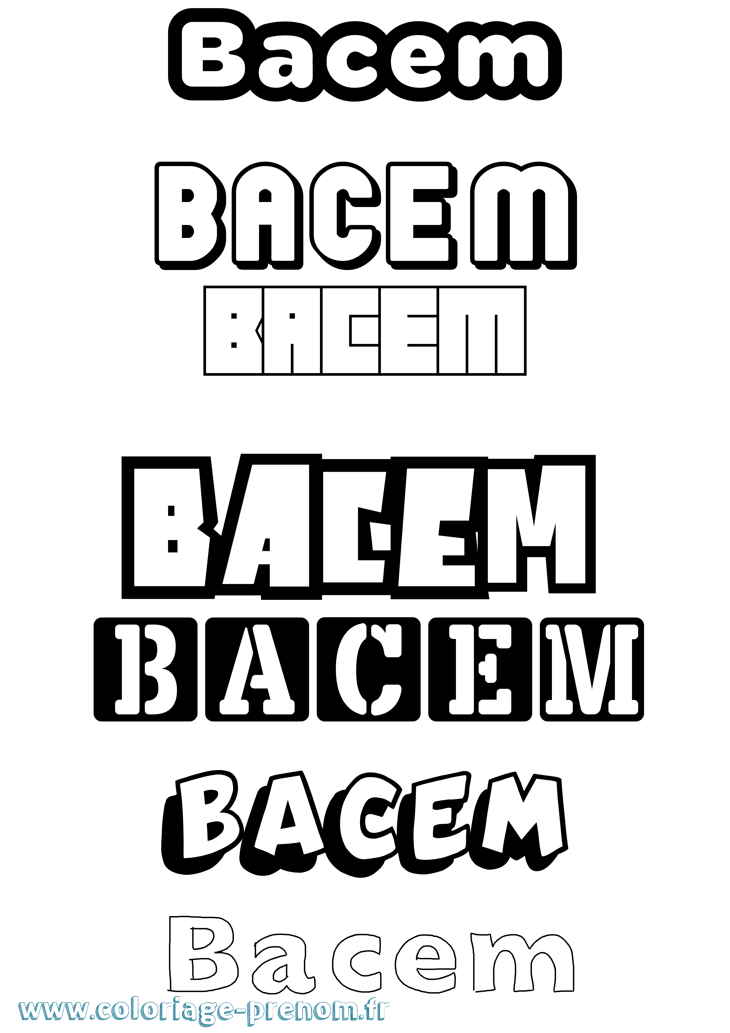 Coloriage Bacem Simple Coloriage prénom Bacem Simple