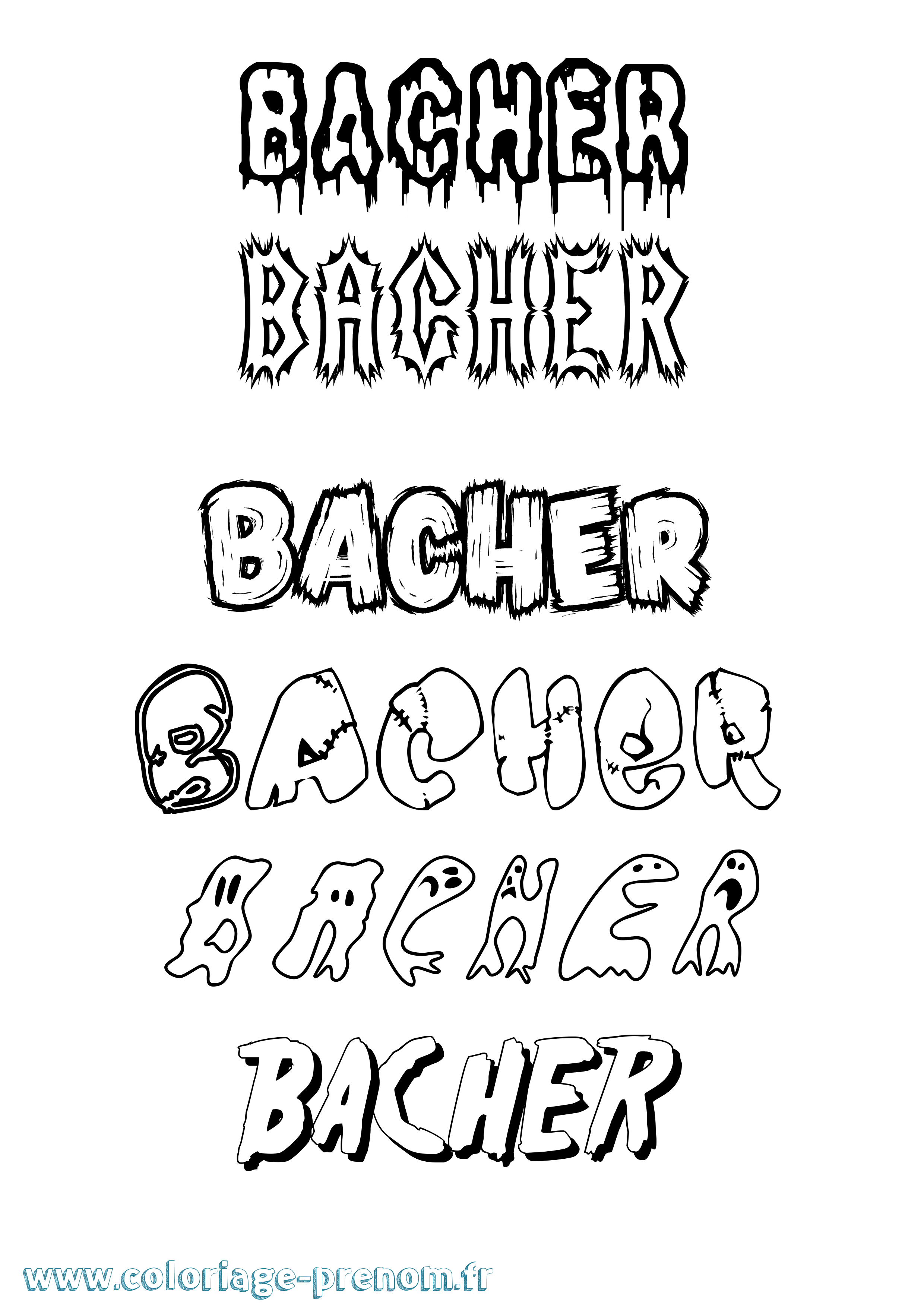 Coloriage prénom Bacher Frisson