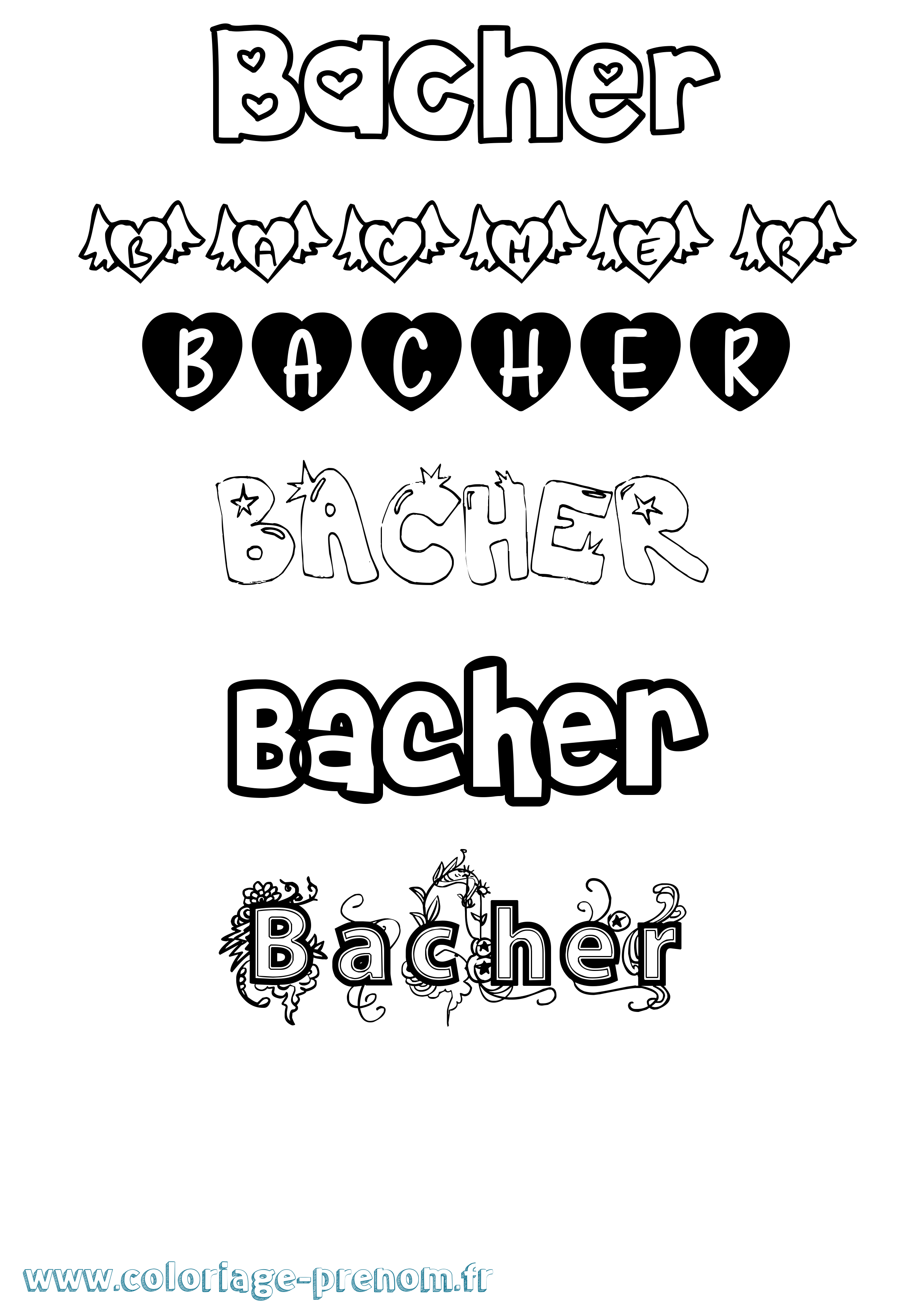 Coloriage prénom Bacher Girly