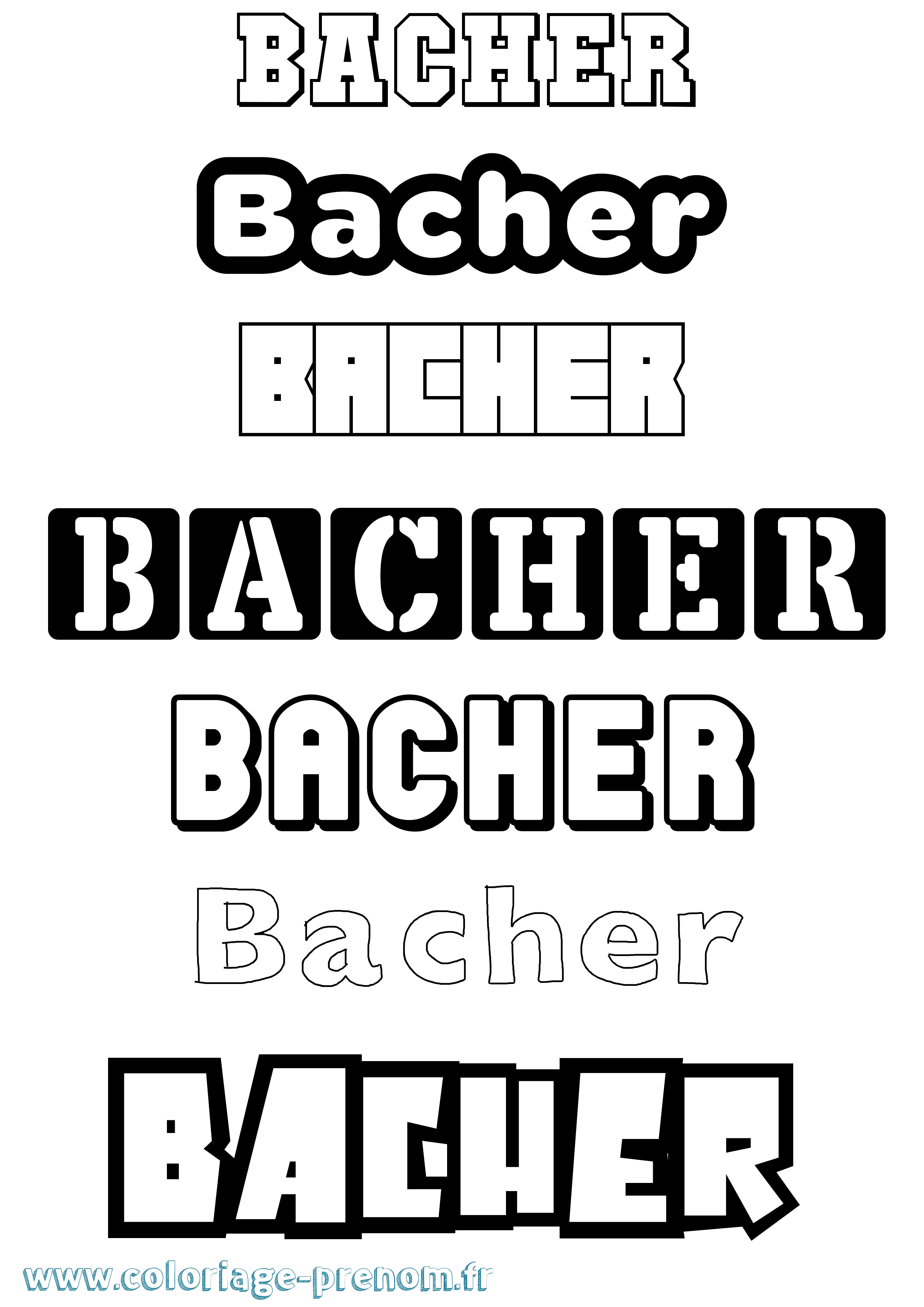 Coloriage prénom Bacher Simple