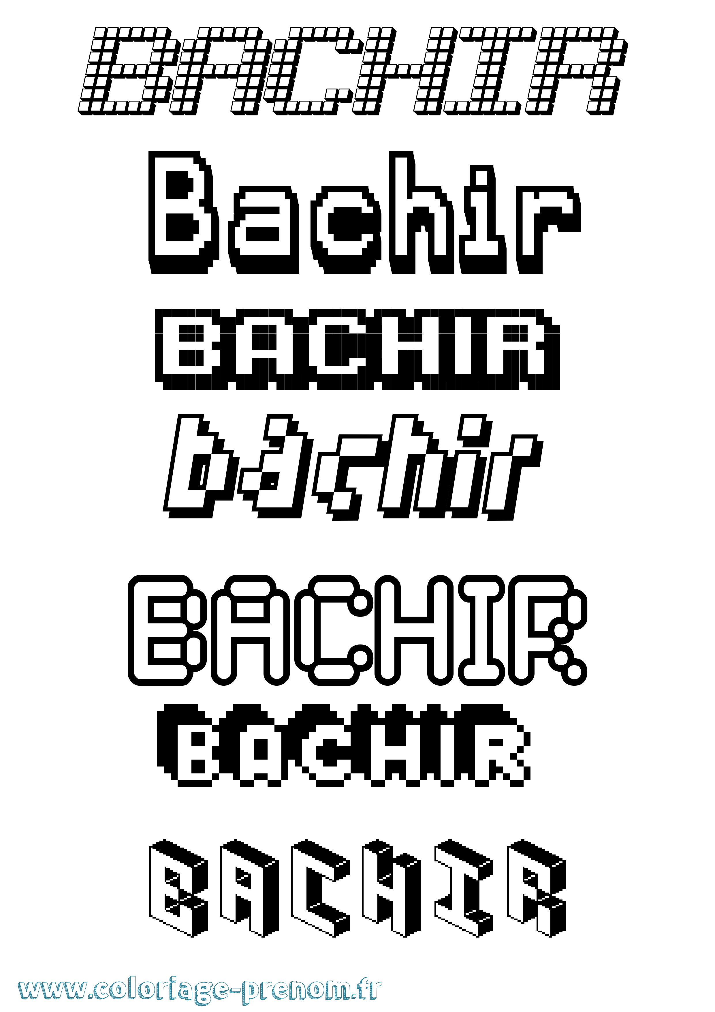 Coloriage prénom Bachir Pixel