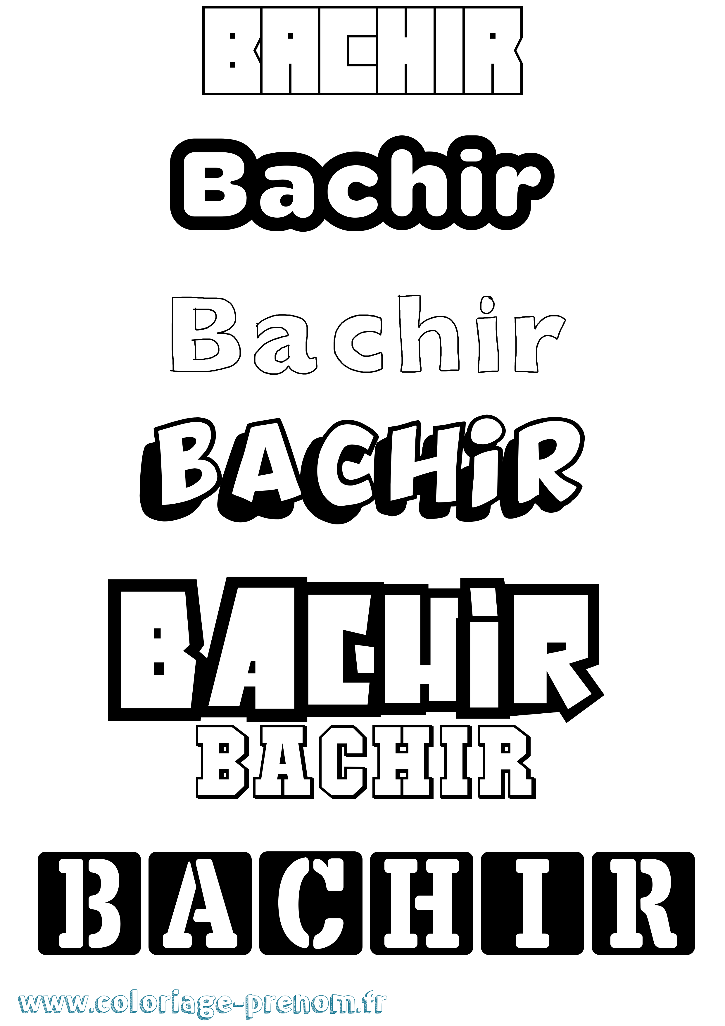 Coloriage prénom Bachir Simple
