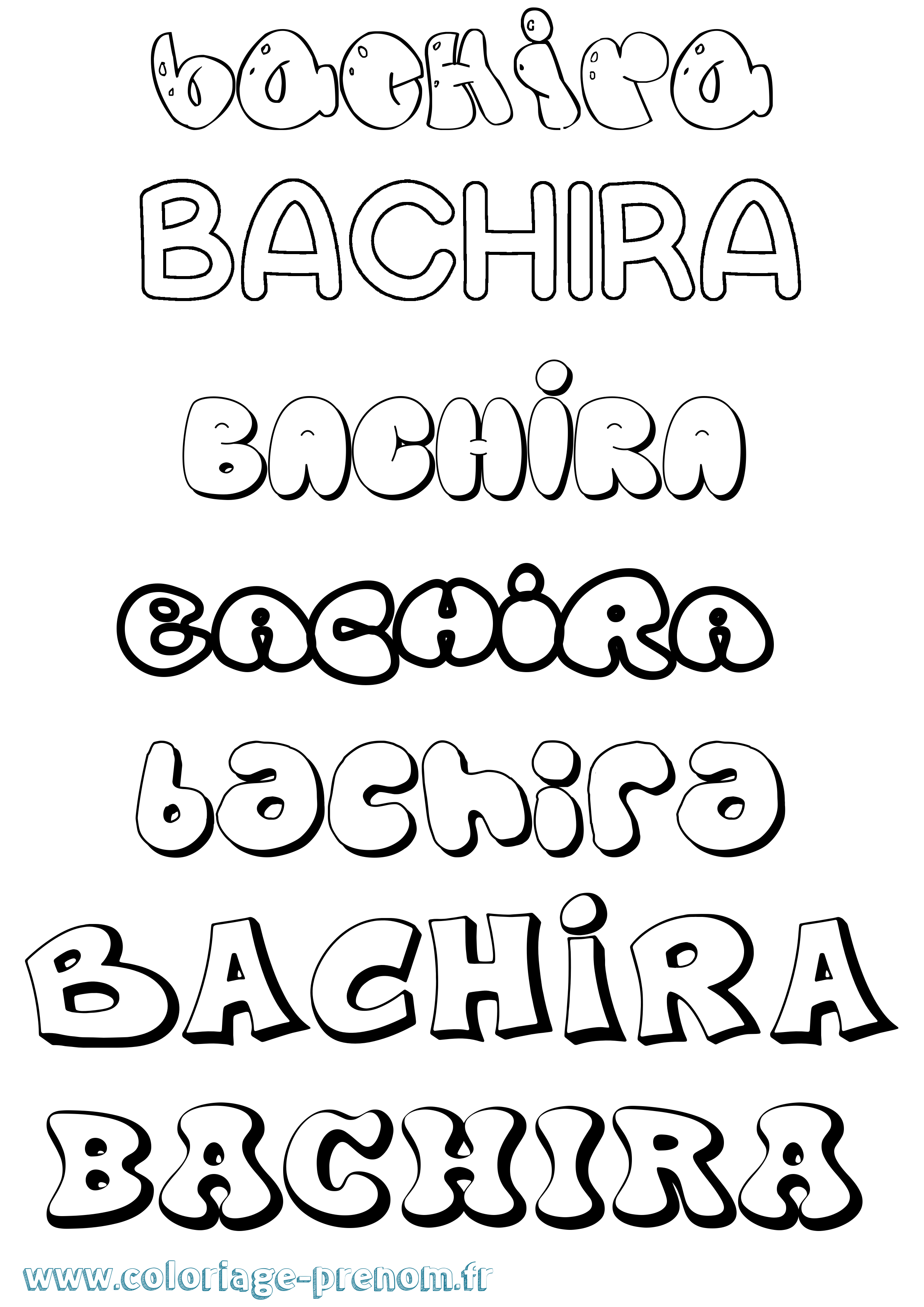 Coloriage prénom Bachira Bubble