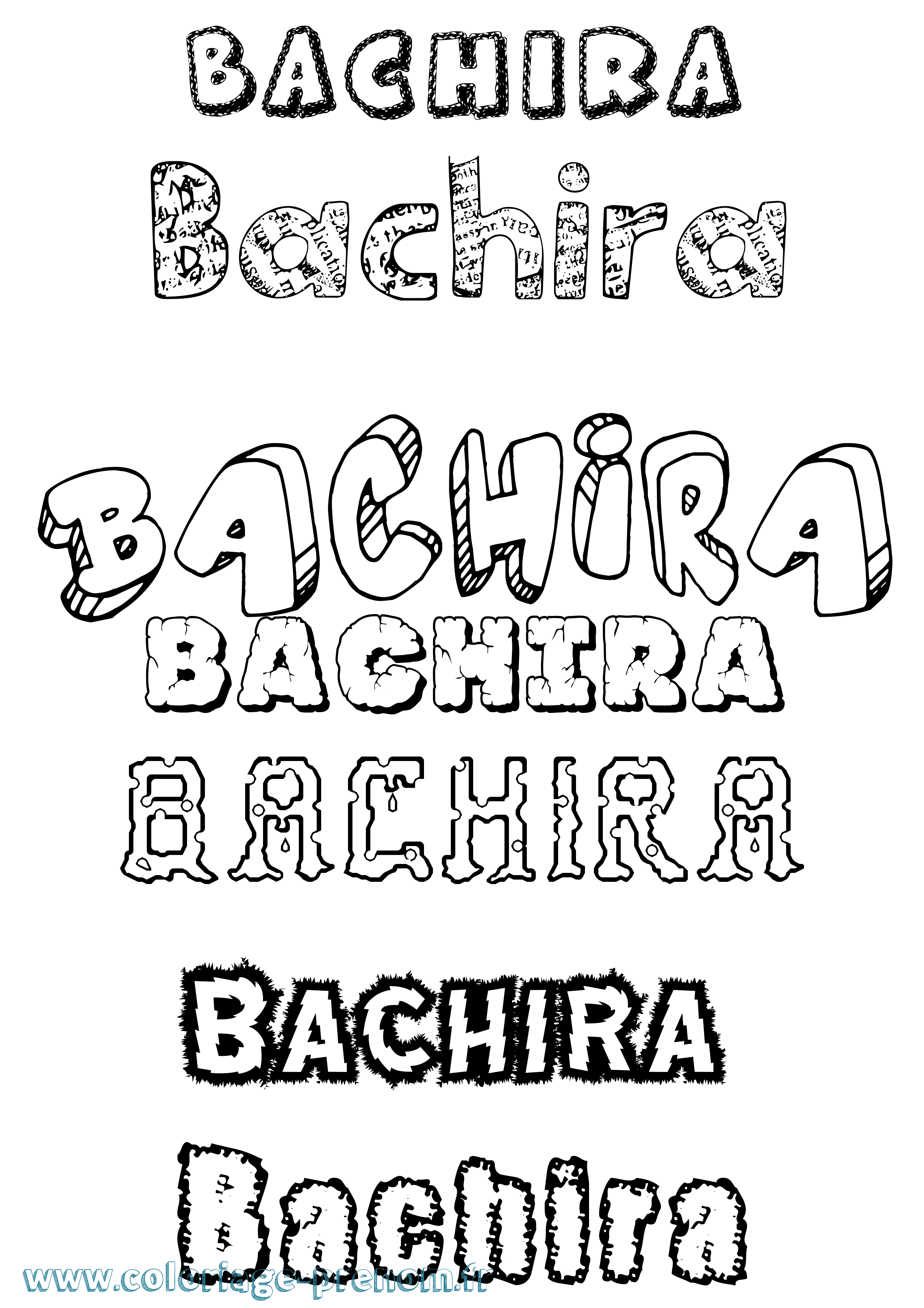Coloriage prénom Bachira Destructuré