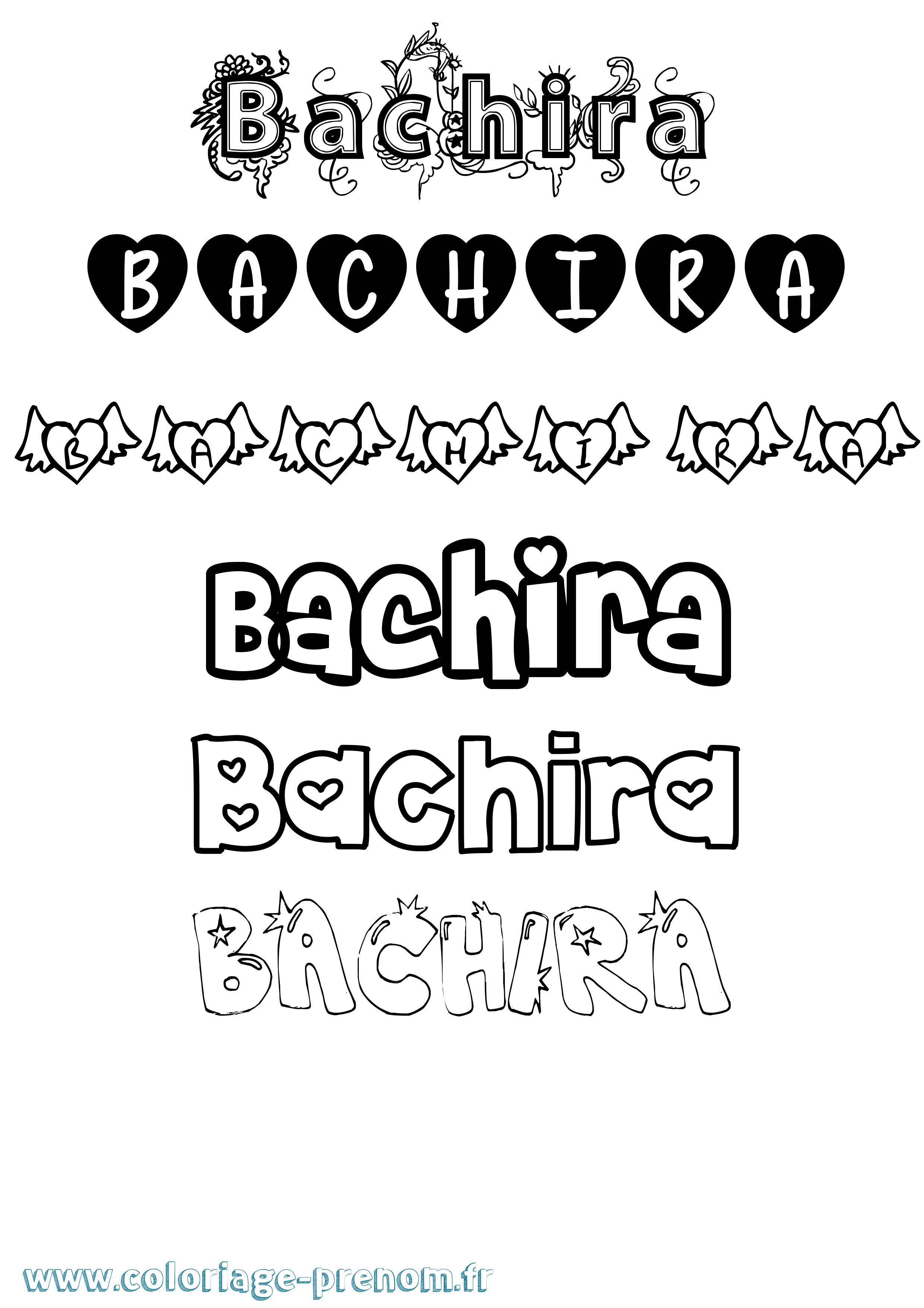 Coloriage prénom Bachira Girly