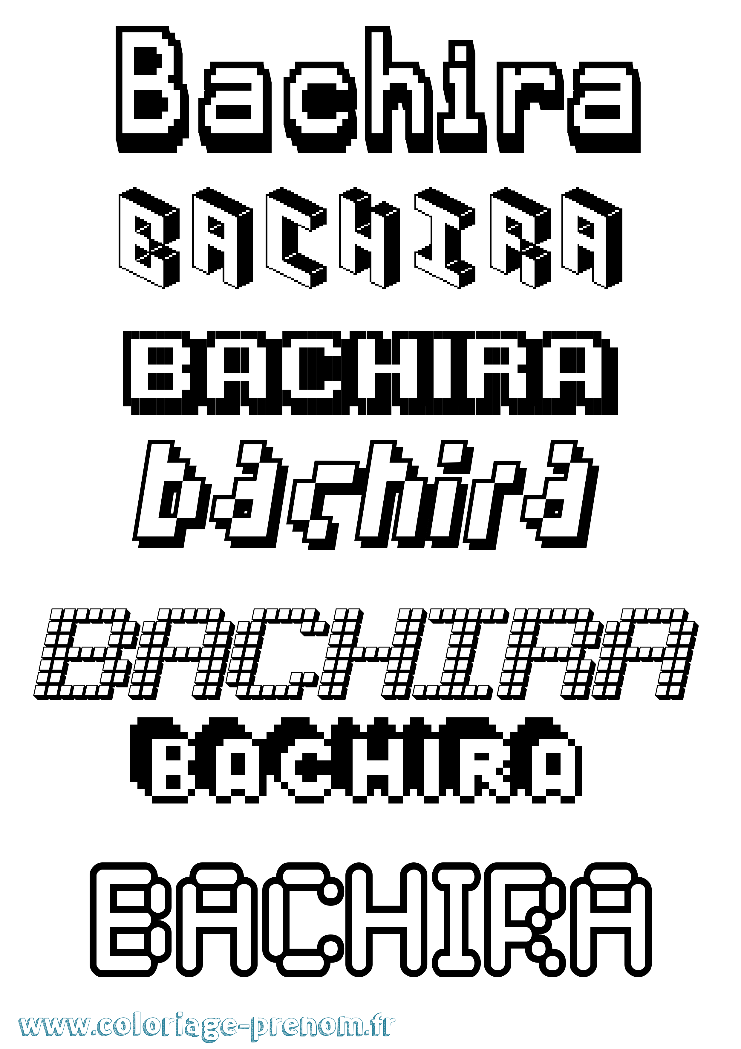 Coloriage prénom Bachira Pixel