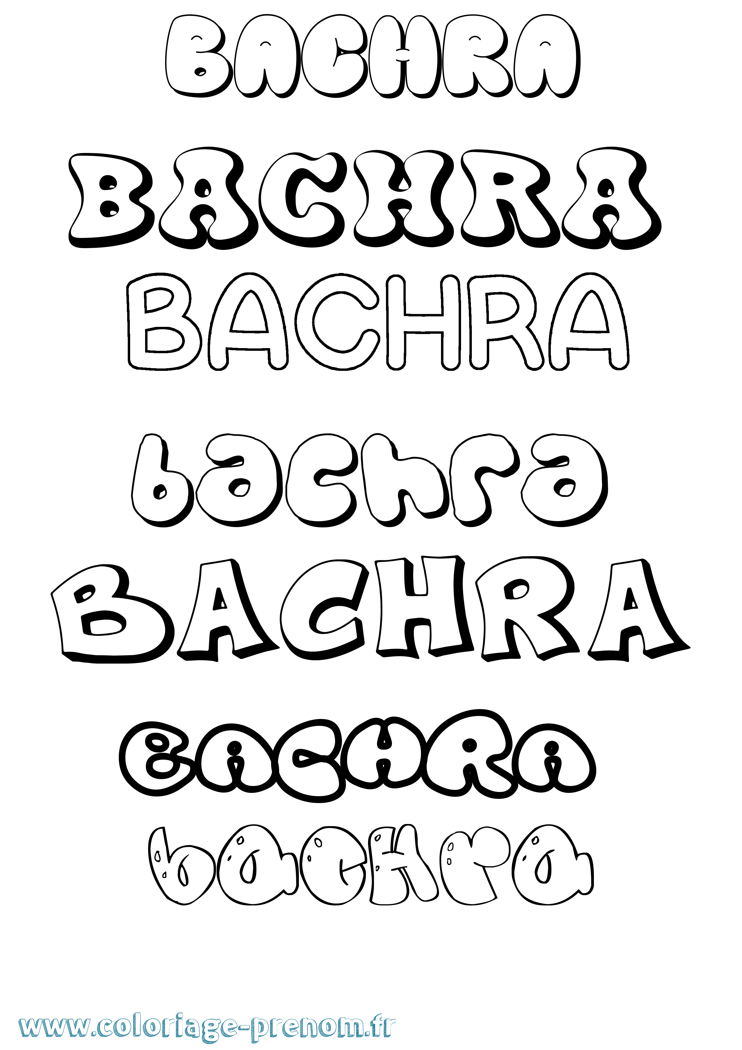 Coloriage Bachra Bubble Coloriage prénom Bachra Bubble