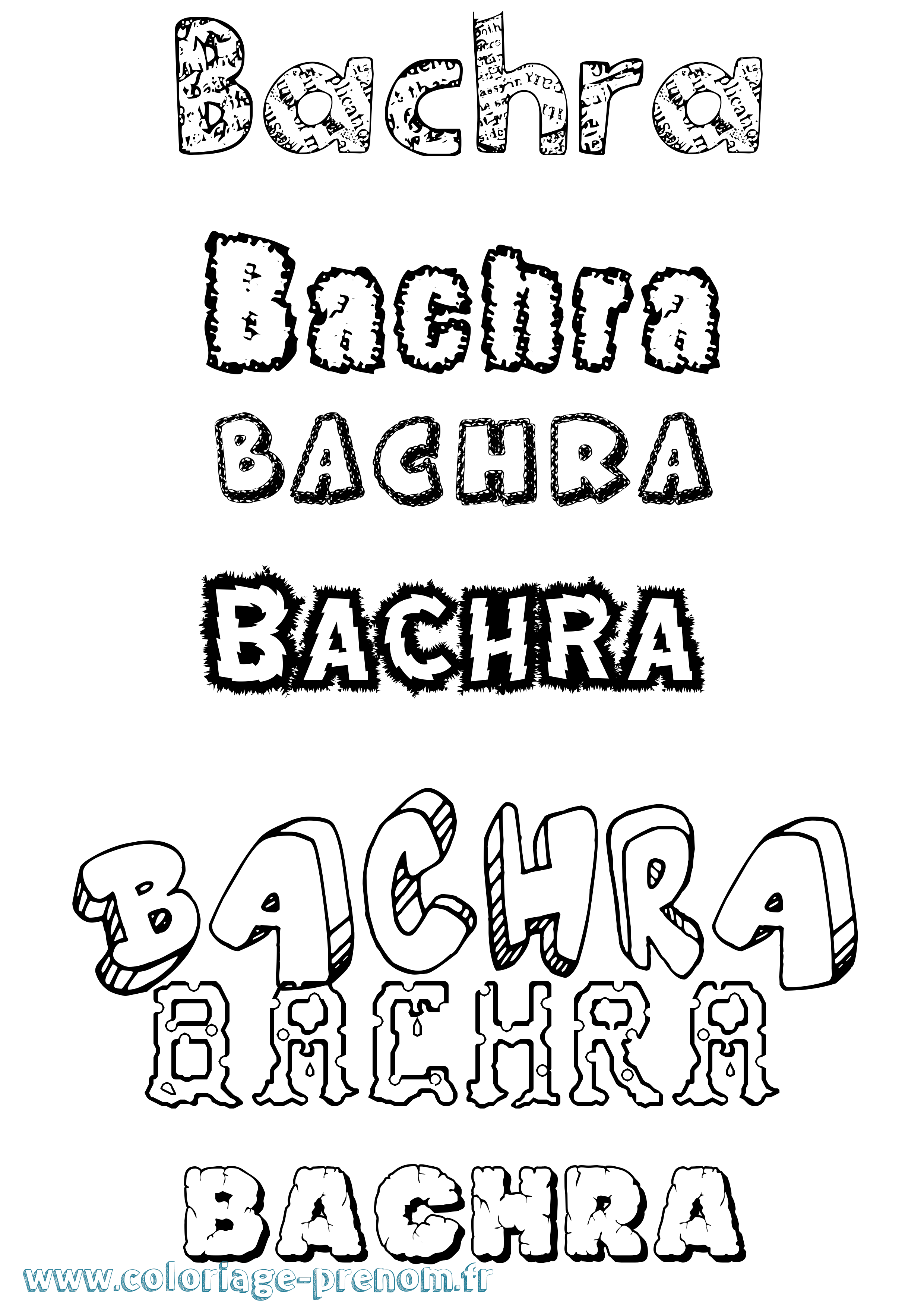 Coloriage Bachra Destructuré Coloriage prénom Bachra Destructuré