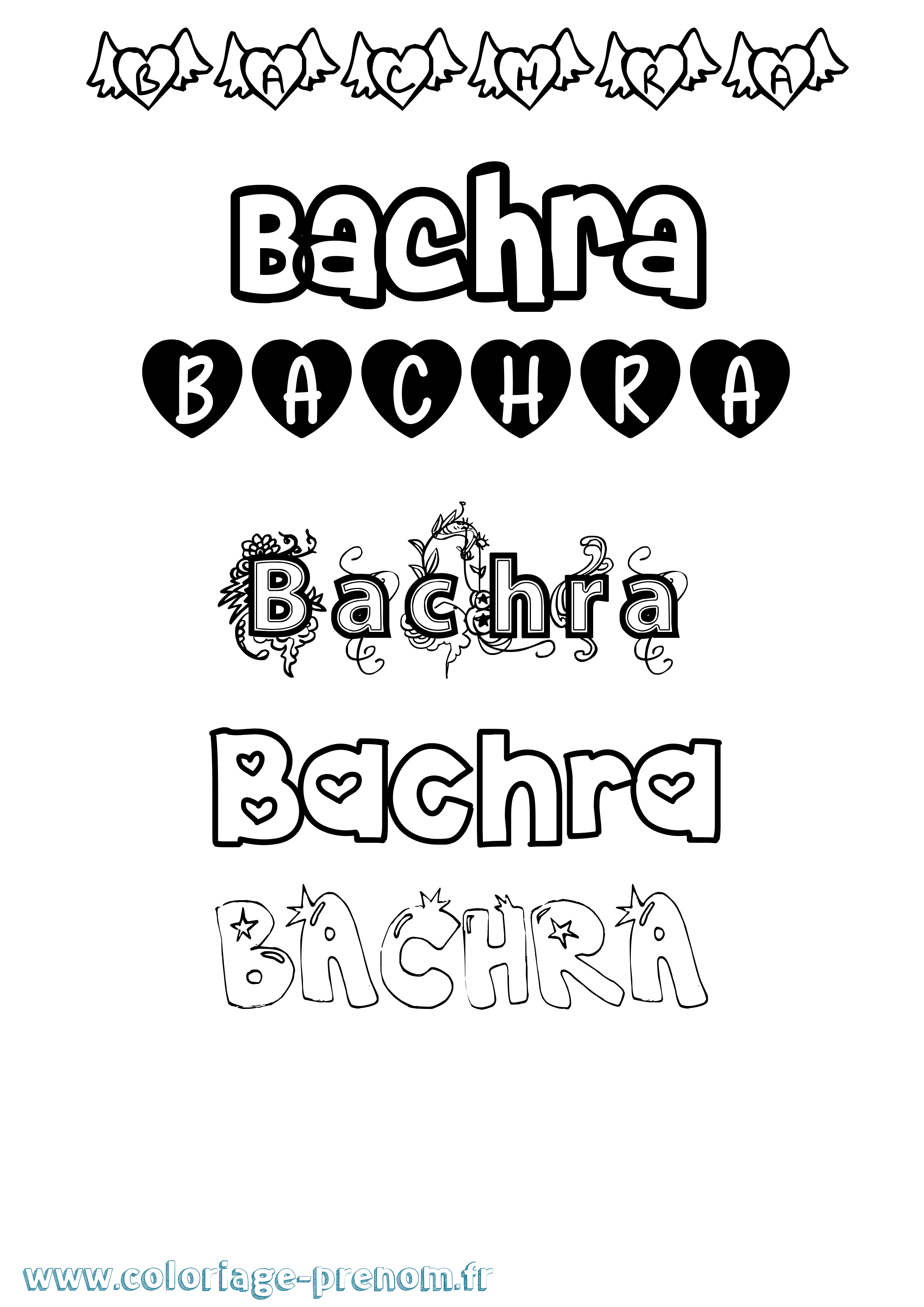 Coloriage prénom Bachra Girly
