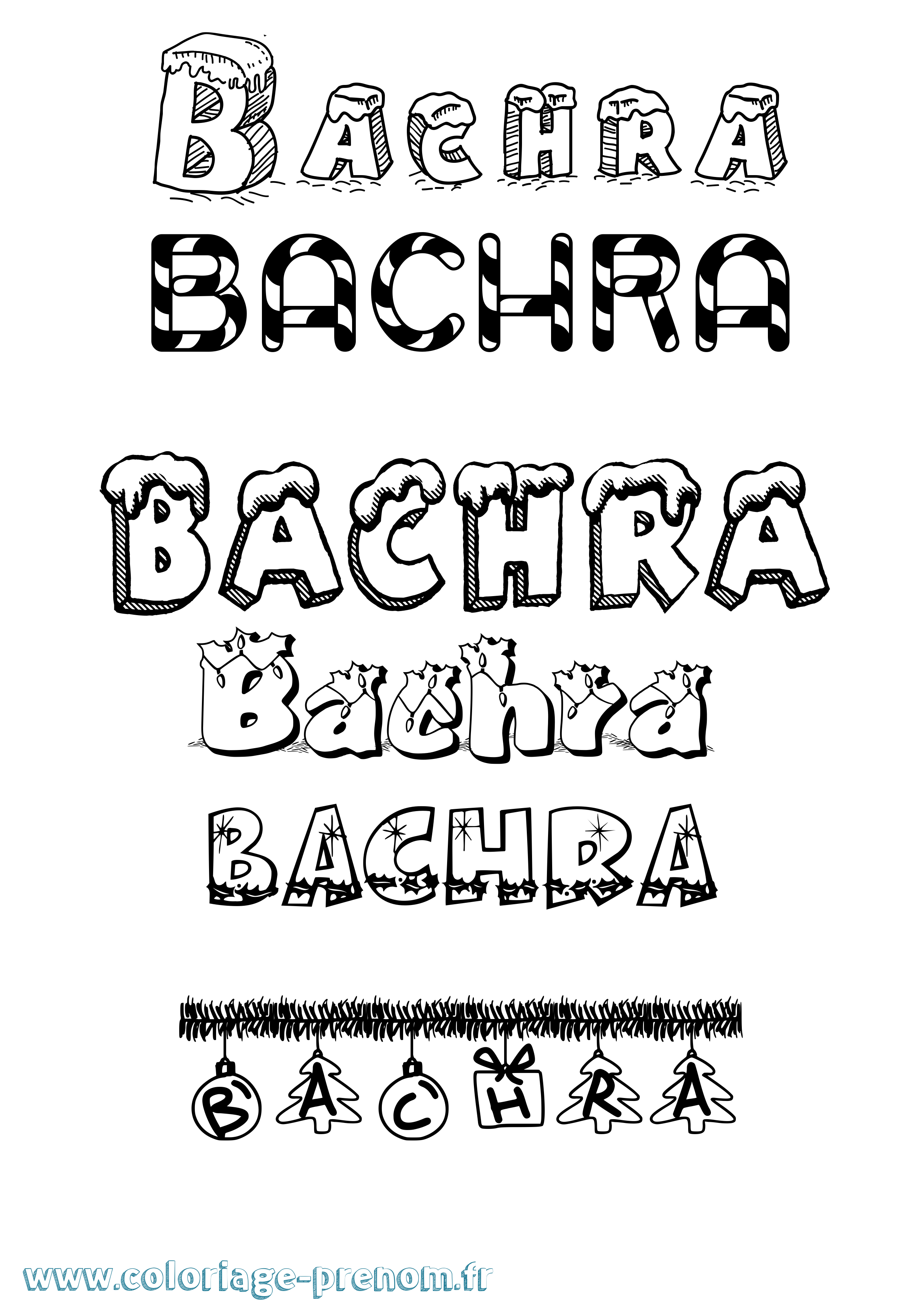 Coloriage Bachra Noël Coloriage prénom Bachra Noël