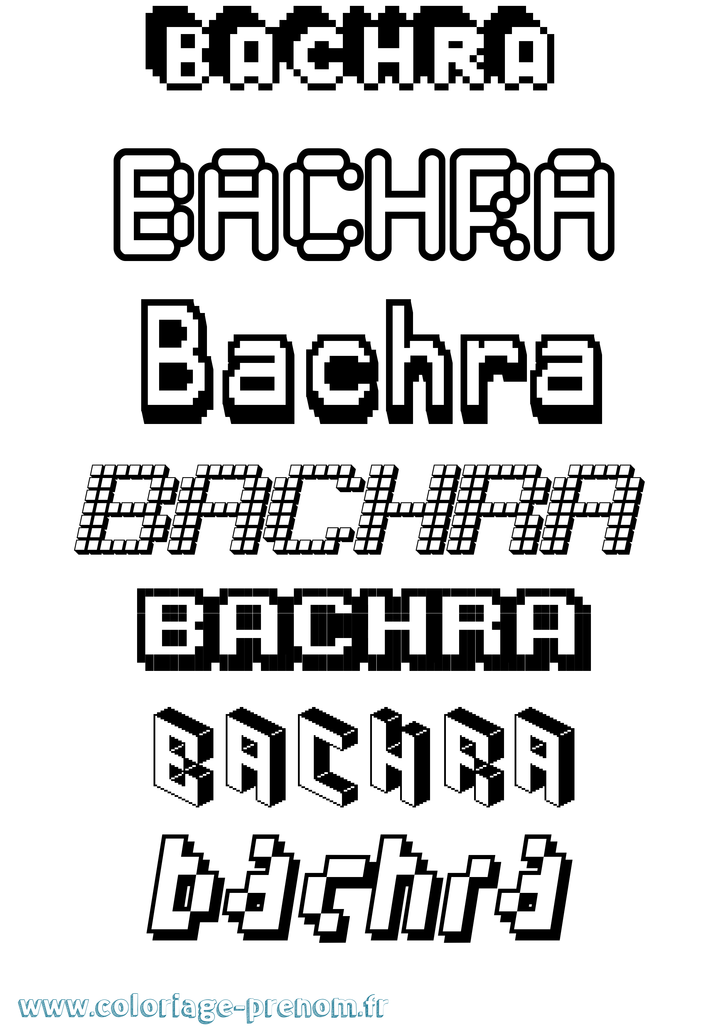 Coloriage prénom Bachra Pixel
