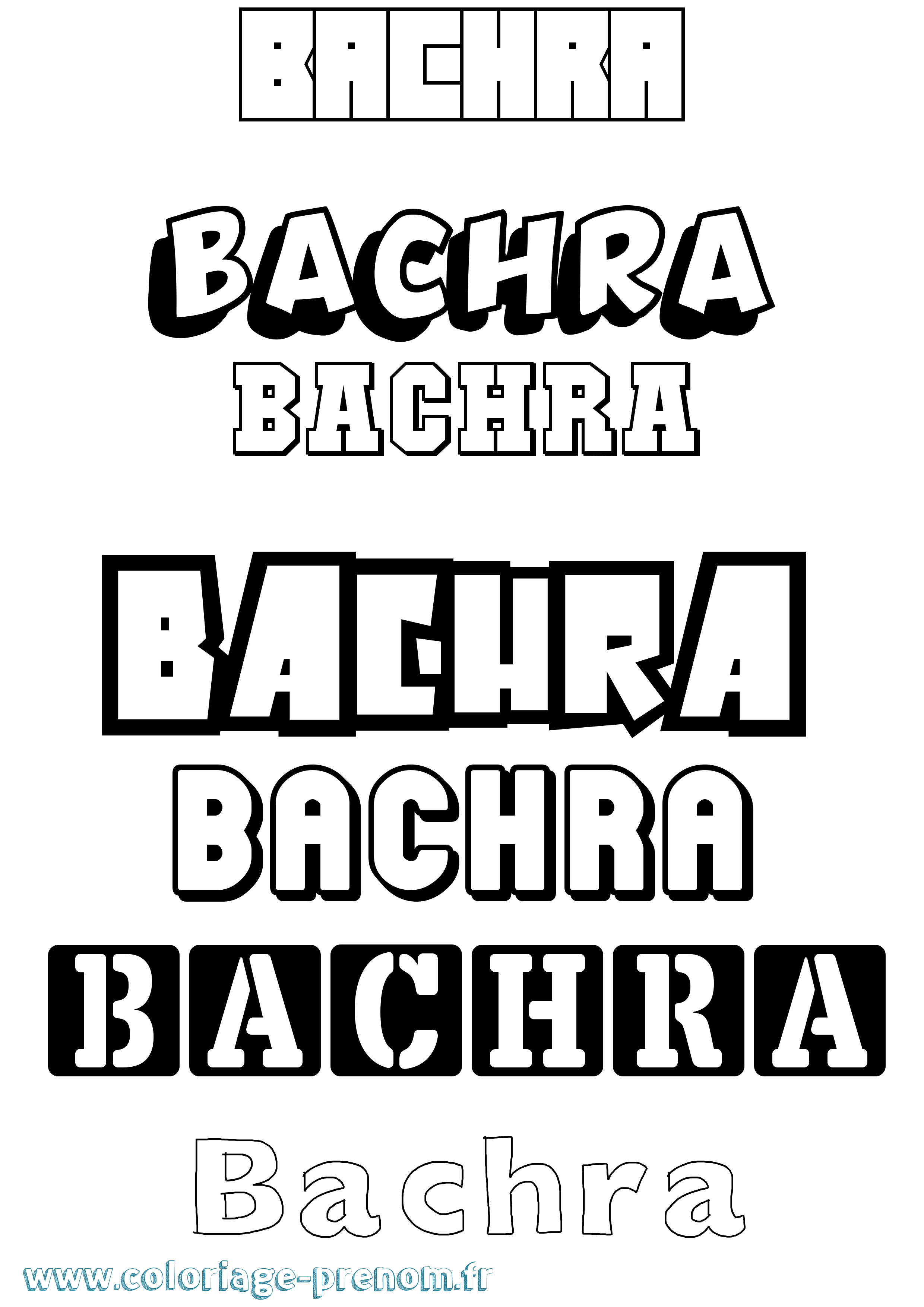 Coloriage Bachra Simple Coloriage prénom Bachra Simple