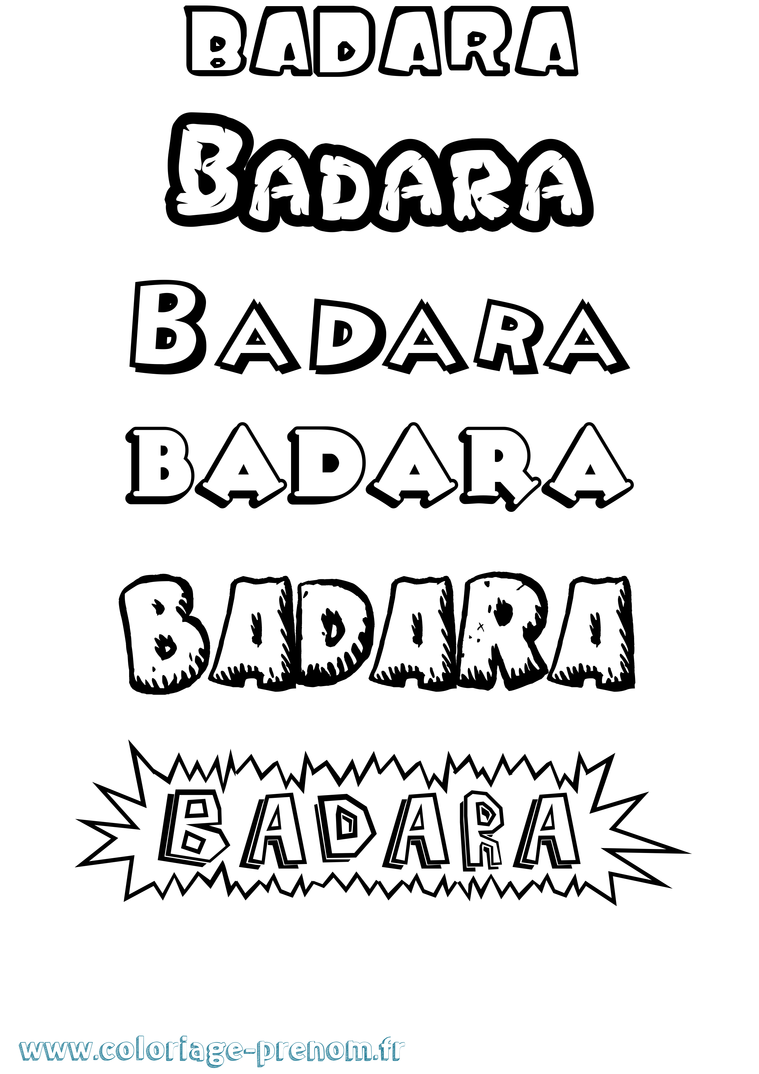 Coloriage Badara Dessin Animé Coloriage prénom Badara Dessin Animé