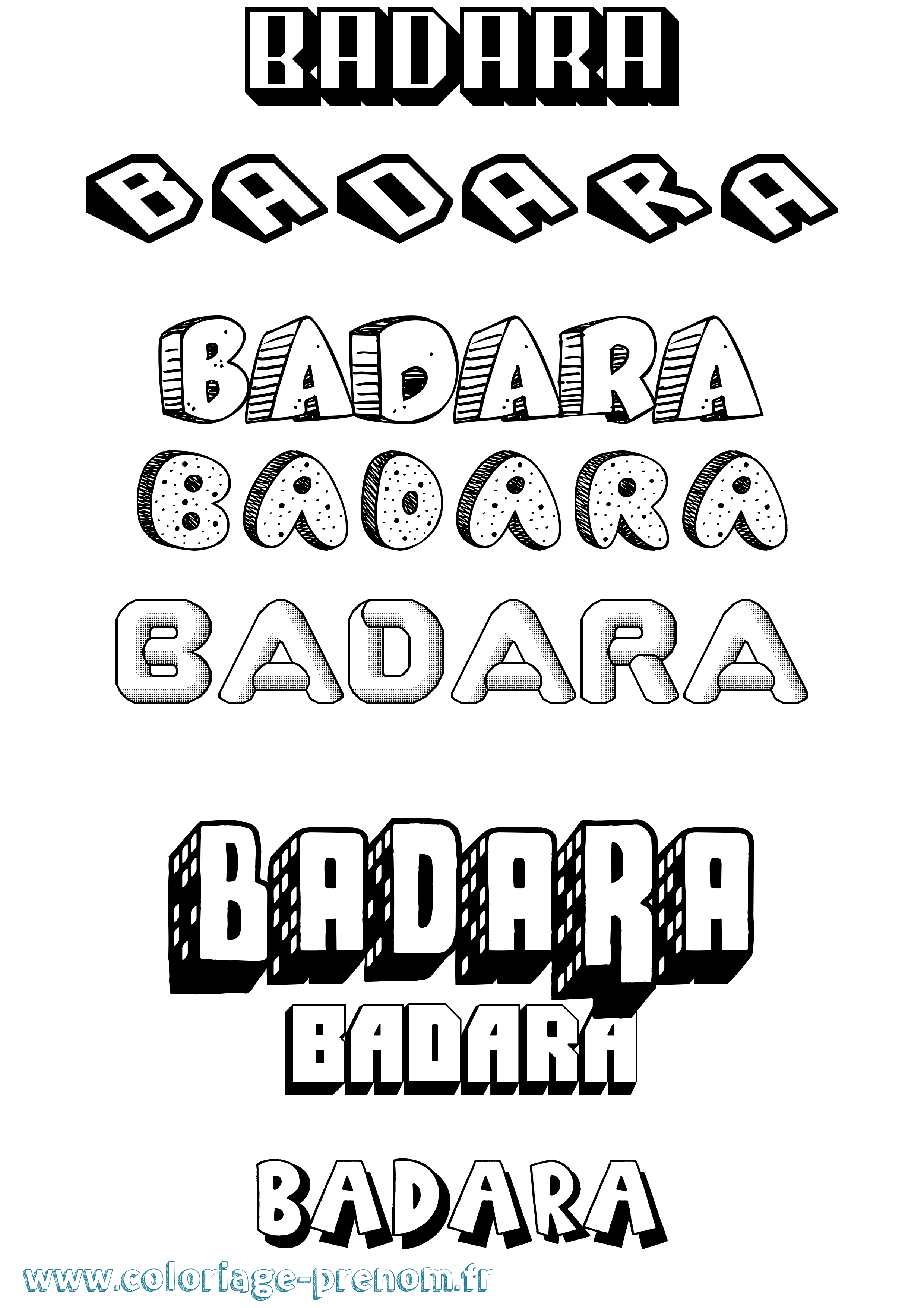 Coloriage Badara Effet 3D Coloriage prénom Badara Effet 3D